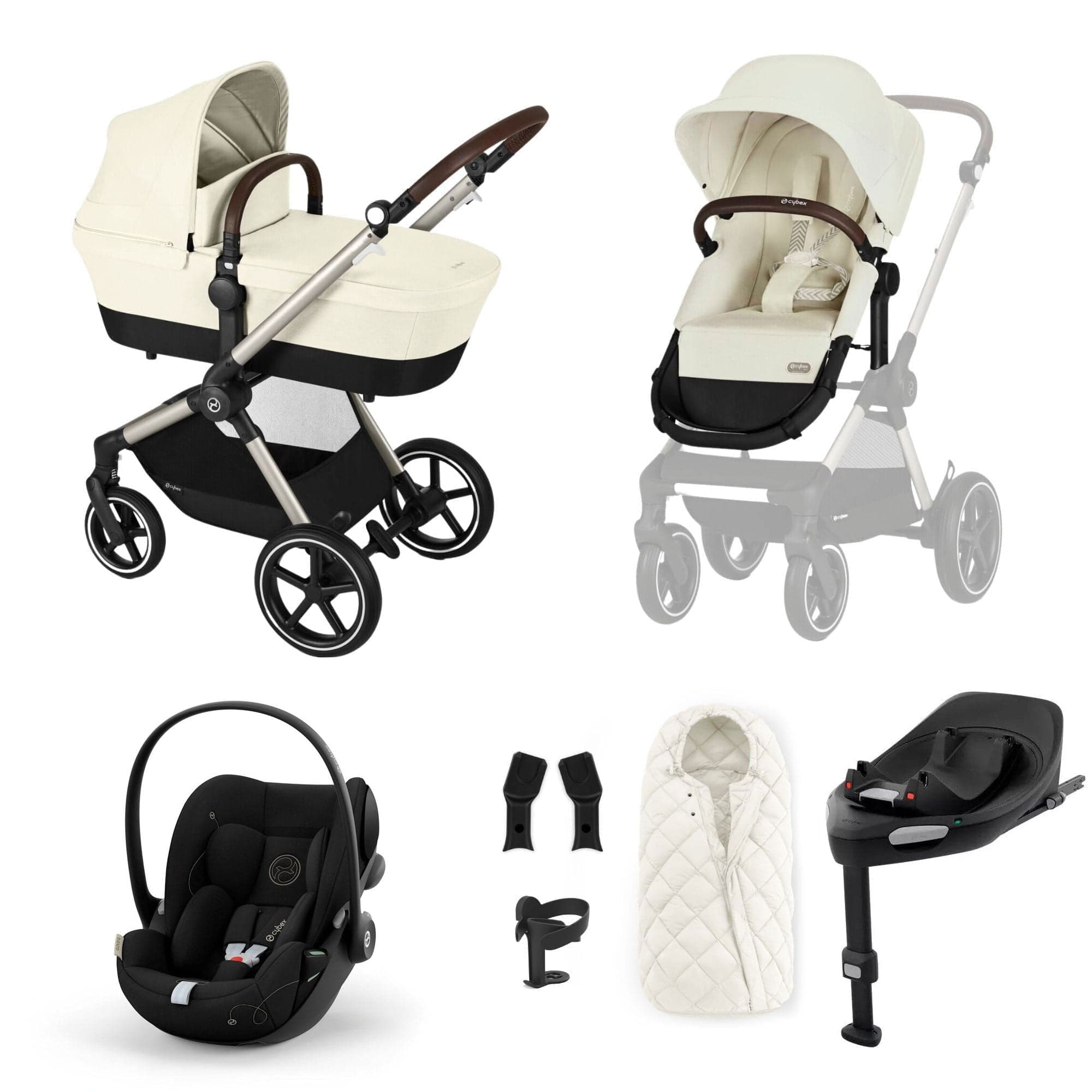 Cybex travel systems Cybex Eos Lux Luxury 9 Piece Bundle - Seashell Beige 17118-TPE-SEA-BEI