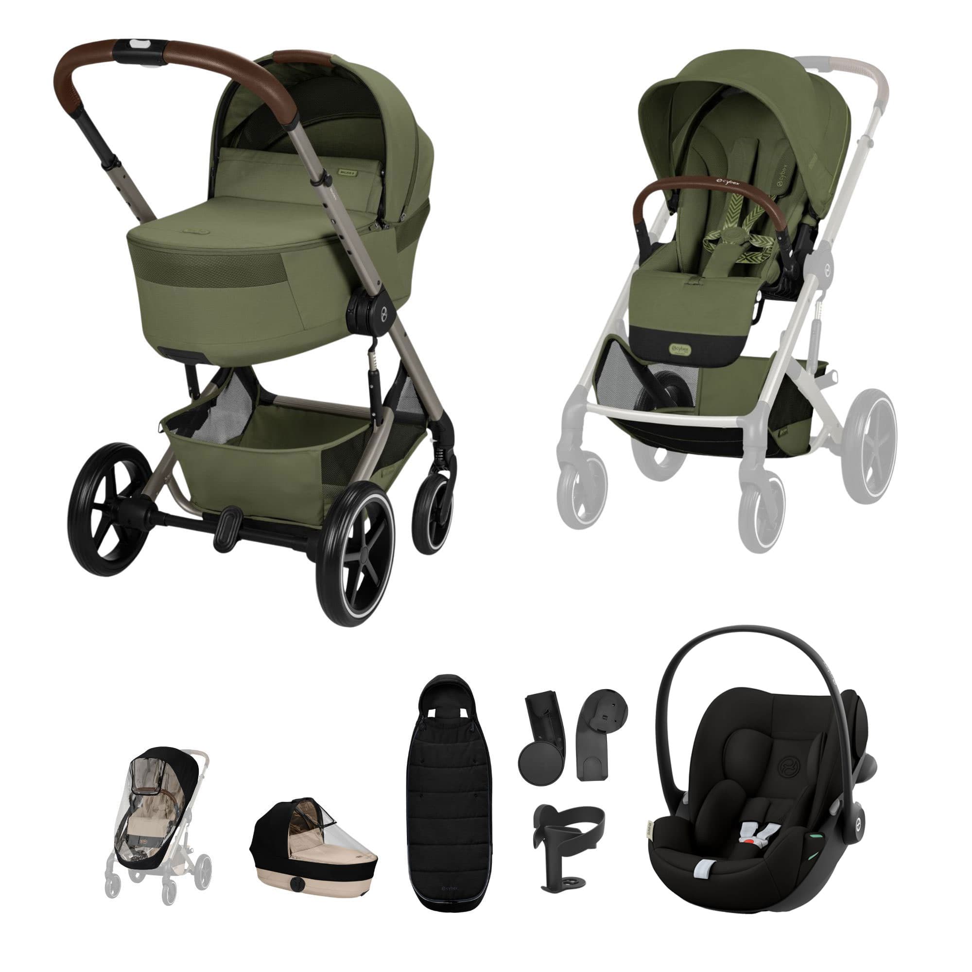 Cybex travel systems Cybex Balios S Lux Foldable Carrycot Travel System - Moss Green 23033-BAL-TVS-MOS-1