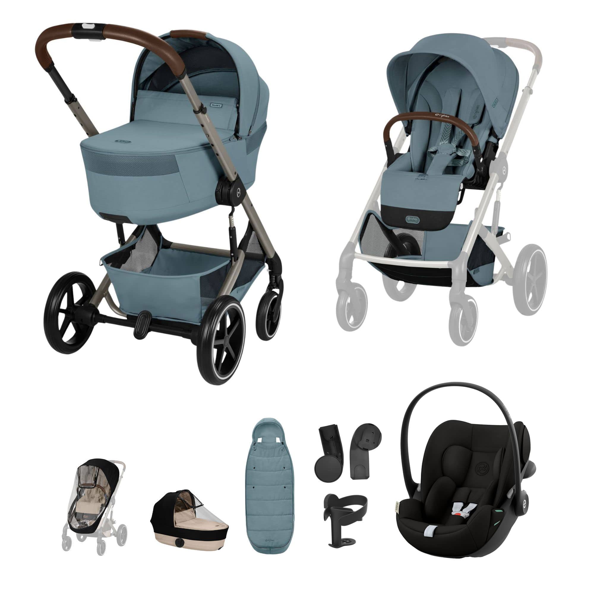 Cybex travel systems Cybex Balios S Lux Foldable Carrycot Travel System - Stormy Blue 23033-BAL-TVS-STO-1