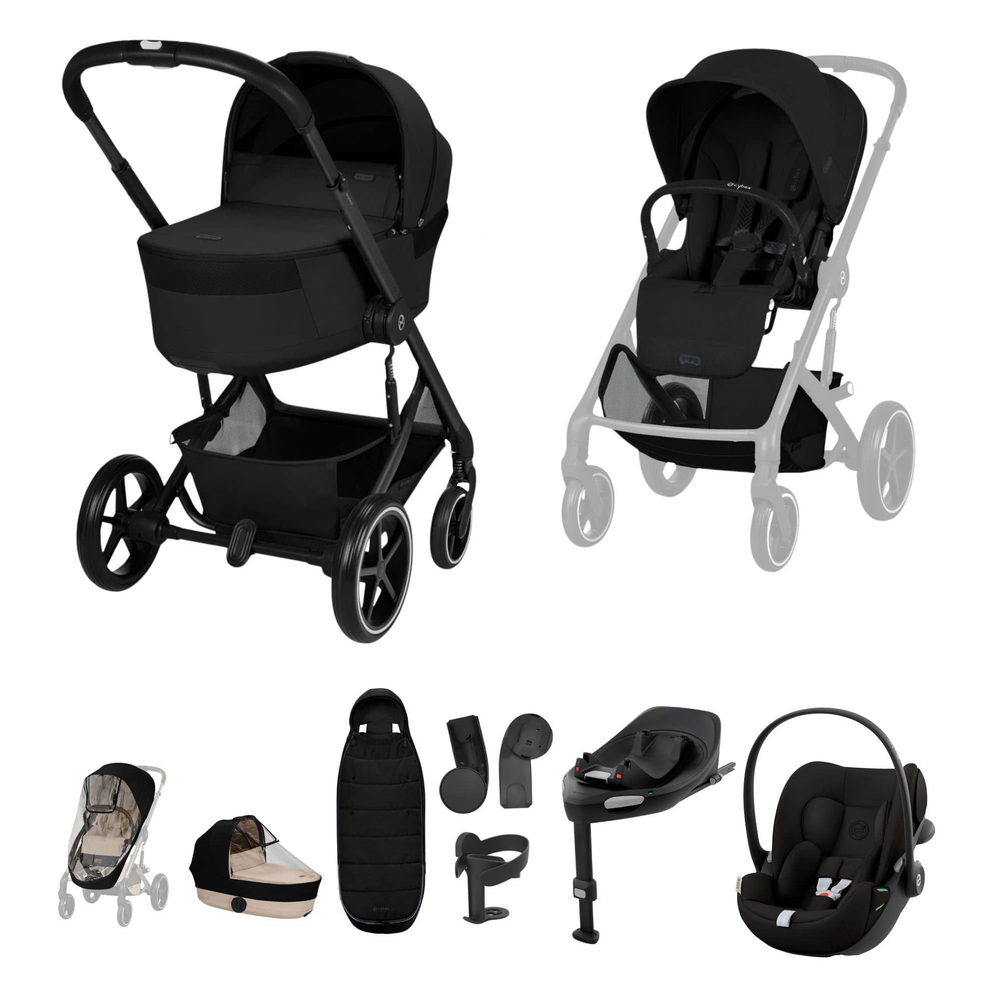 Cybex travel systems Cybex Balios S Lux Foldable Carrycot Ultimate Travel System - Moon Black 23053-BAL-ULT-BLK-1