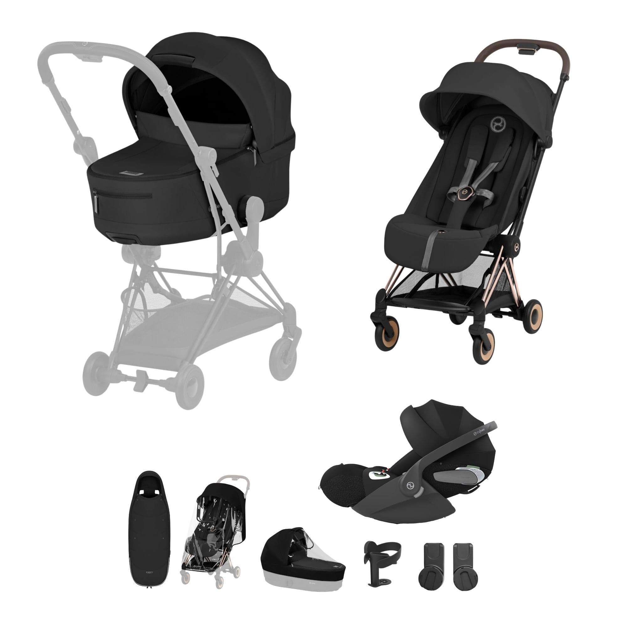 Cybex travel systems Cybex Coya Ultimate Accessory Bundle - Comfort Collection - Sepia Black 22045-RG-BLK