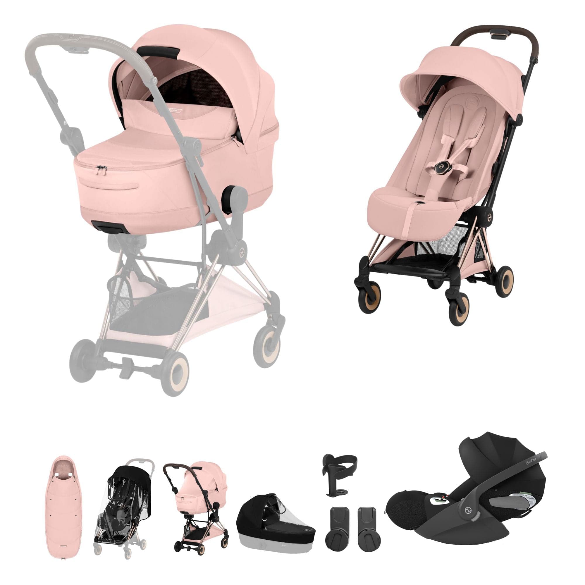 Cybex travel systems Cybex Coya Ultimate Accessory Bundle - Style Collection - Peach Pink 22015-RG-PEA-PNK