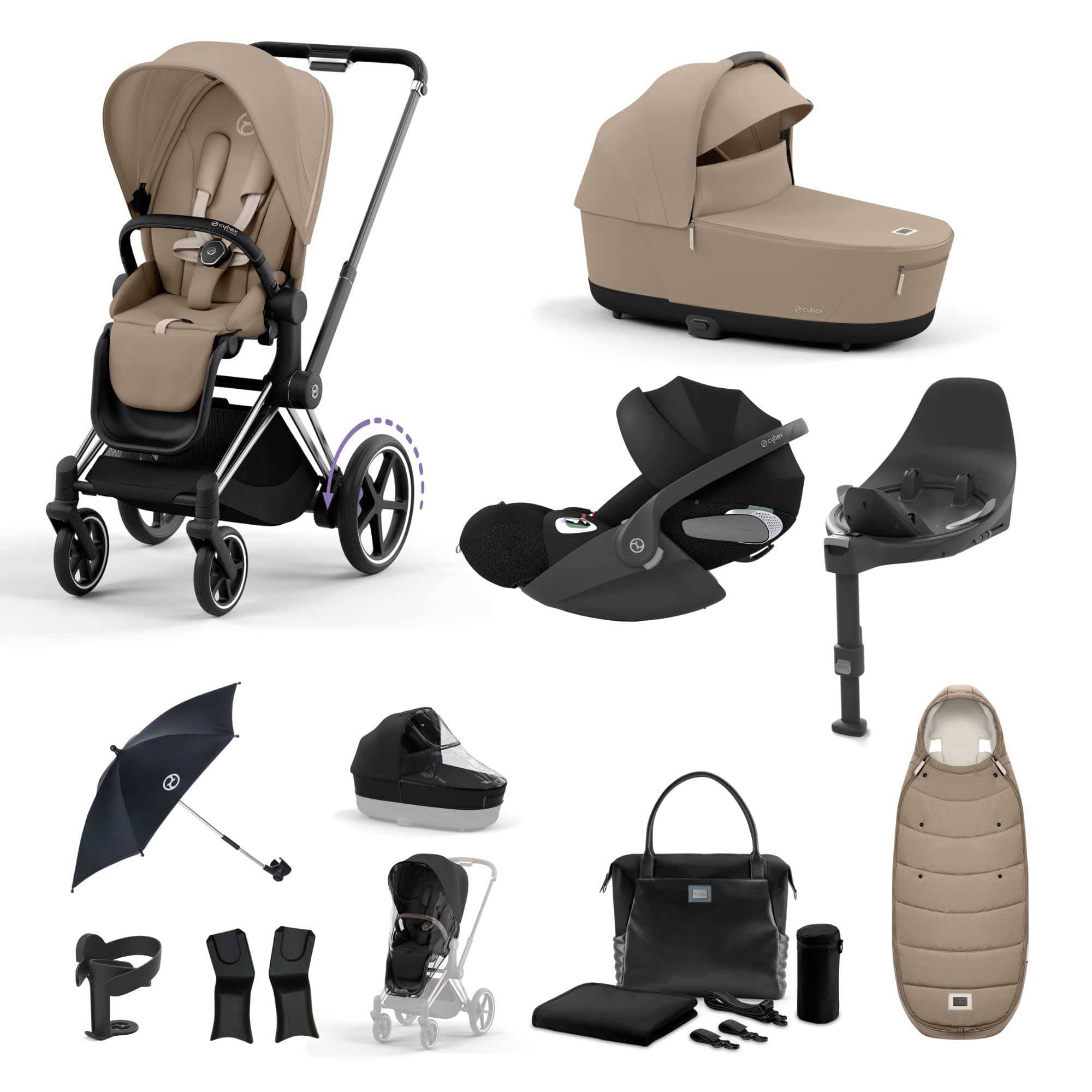 Cybex travel systems Cybex e-Priam Travel System With Cloud T - Cozy Beige 19706-EP-CHR-CZY-BEI