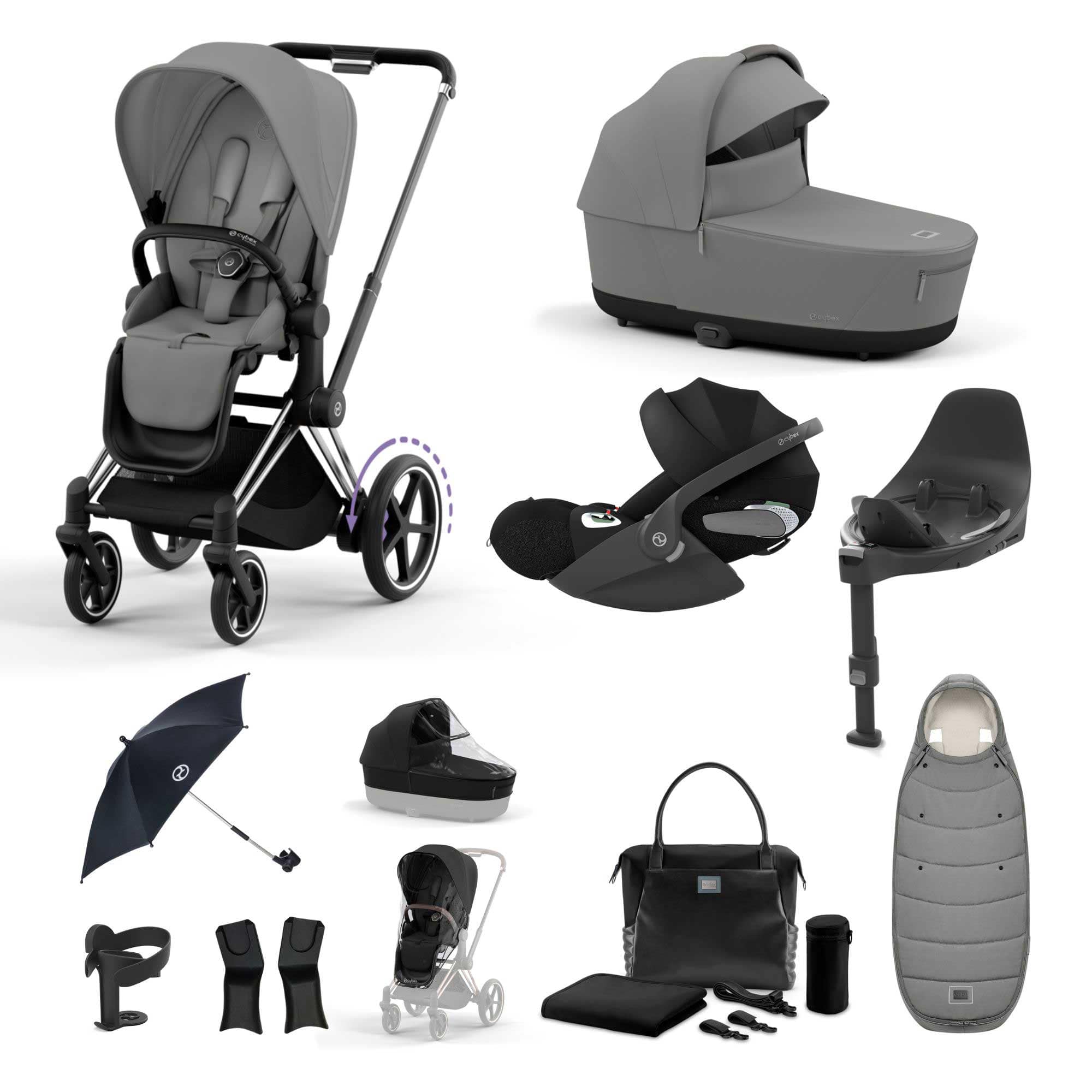 Cybex travel systems Cybex e-Priam Travel System With Cloud T - Mirage Grey 19708-EP-CHR-MIR-GRY