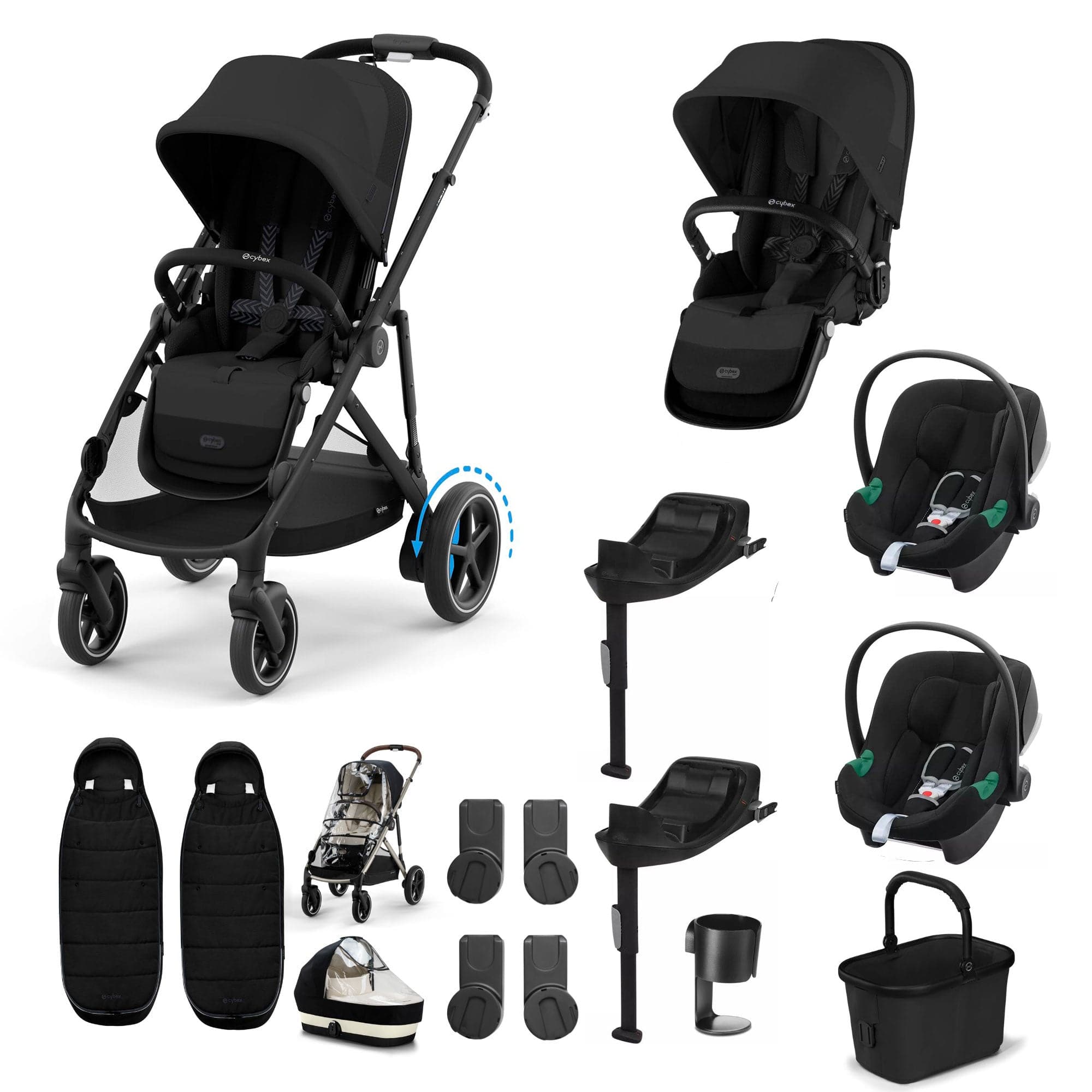 Cybex travel systems Cybex eGazelle S Twin Comfort Pushchair Bundle - Moon Black