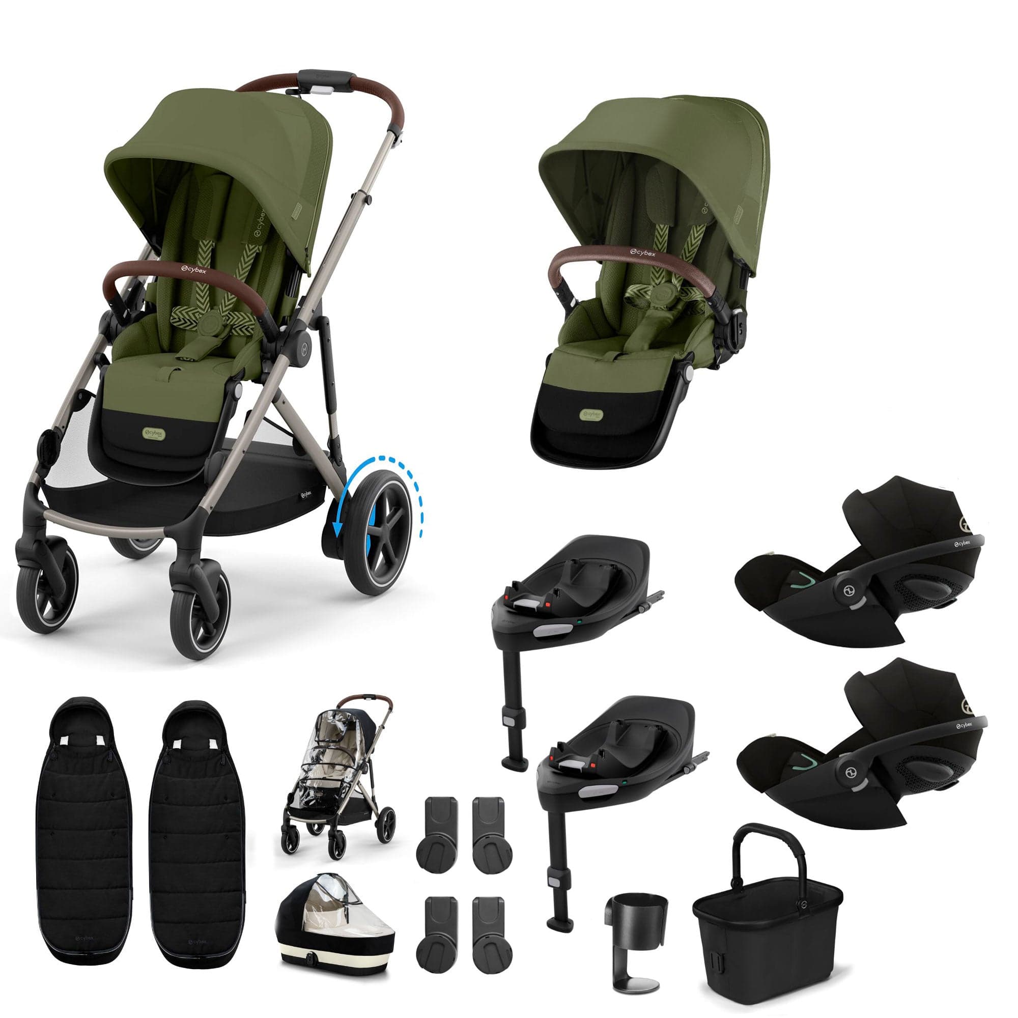 Cybex travel systems Cybex eGazelle S Twin Luxury Pushchair Bundle - Moss Green 21069-TWN-eLUX-MOS-3