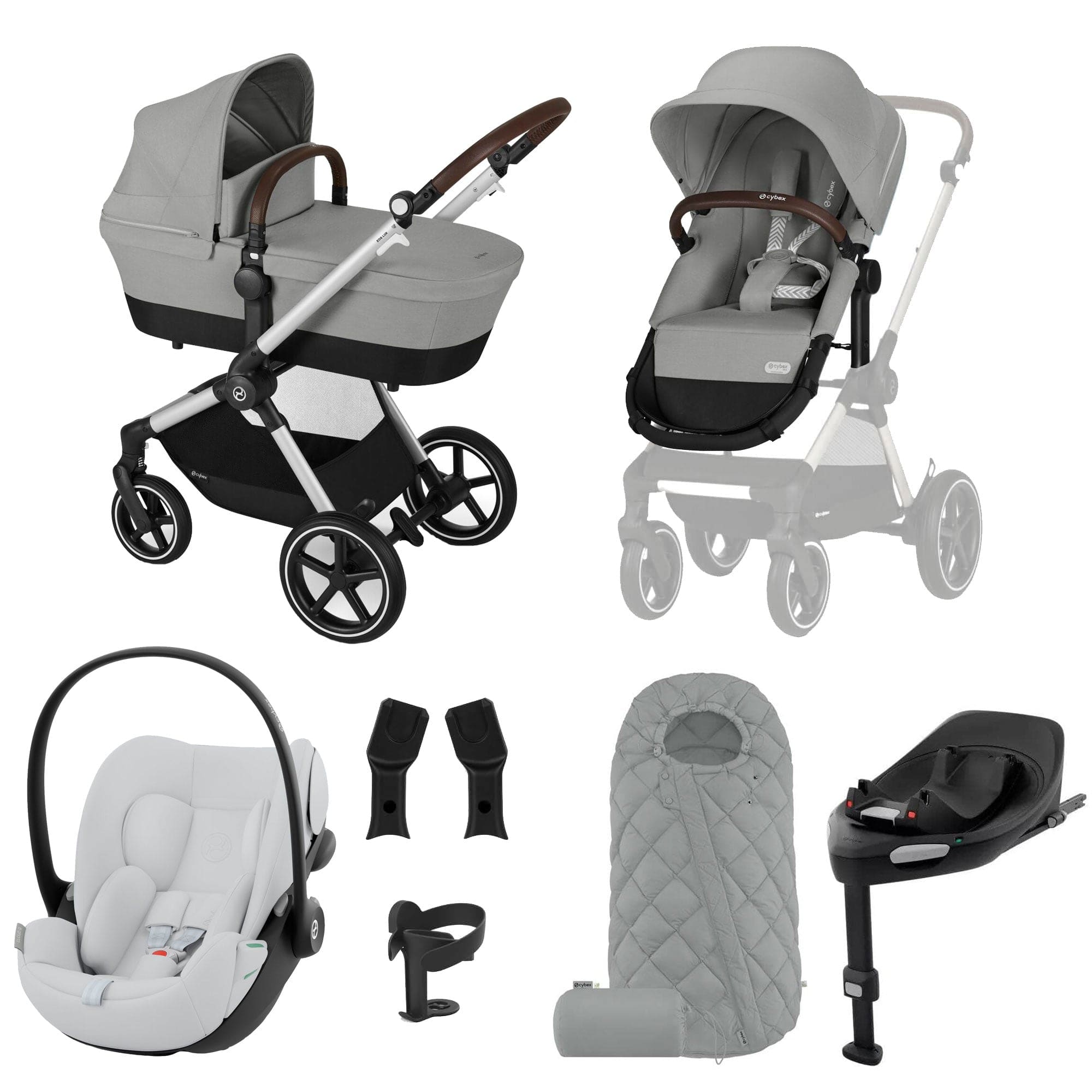 Cybex travel systems Cybex Eos Lux Luxury 9 Piece Bundle - Stone Grey 18454-STO-GRY