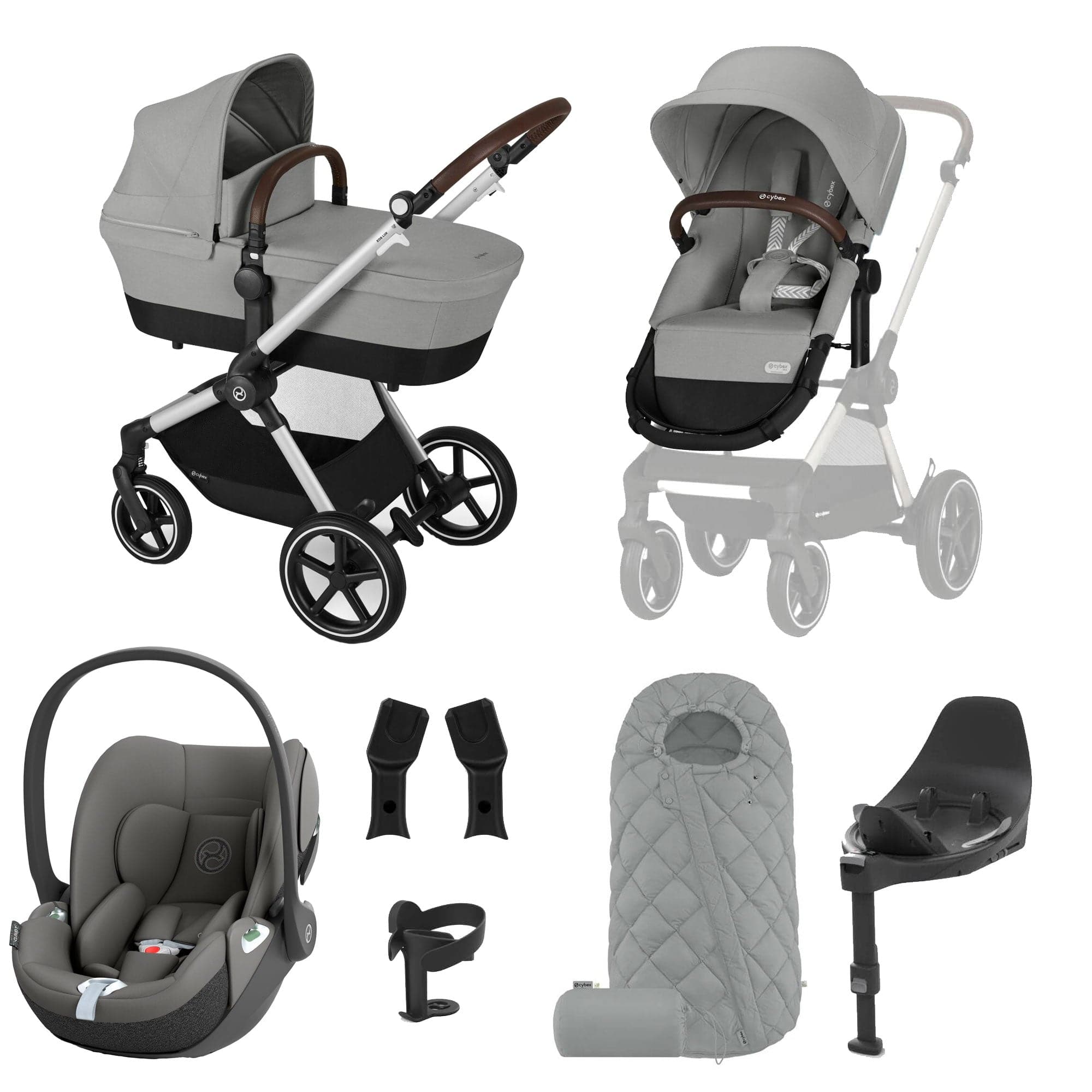 Cybex travel systems Cybex Eos Lux Luxury 9 Piece Bundle - Stone Grey 18455-STO-GRY