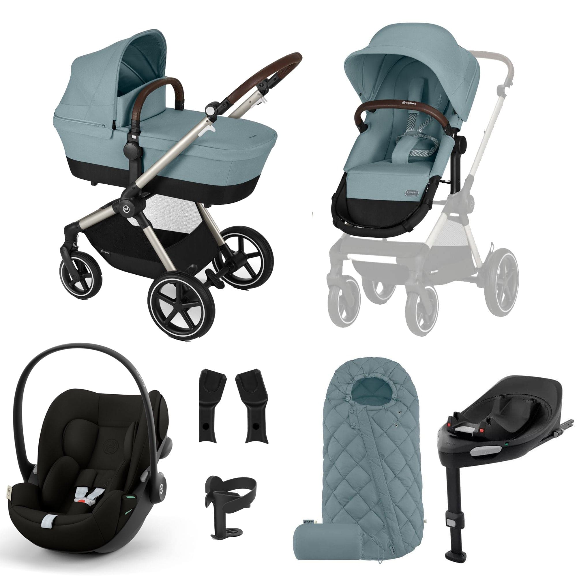 Cybex travel systems Cybex Eos Lux Luxury 9 Piece Bundle - Stormy Blue 18459-STO-BLU