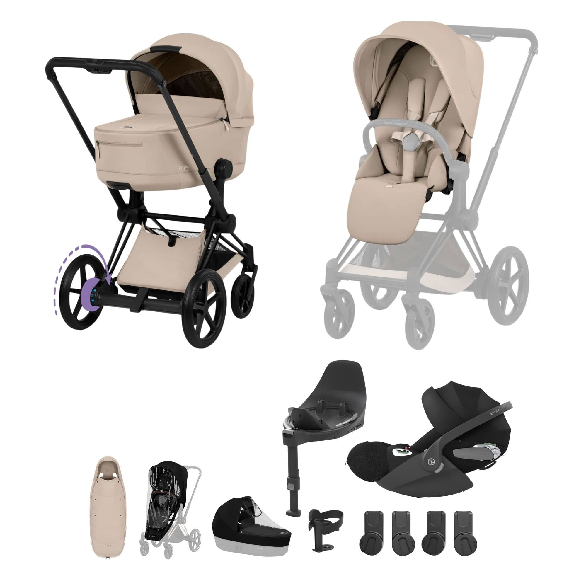 Cybex travel systems Cybex ePriam Ultimate Accessory Bundle - Comfort Collection - Cozy Beige 21971-MB-COZ-BEI