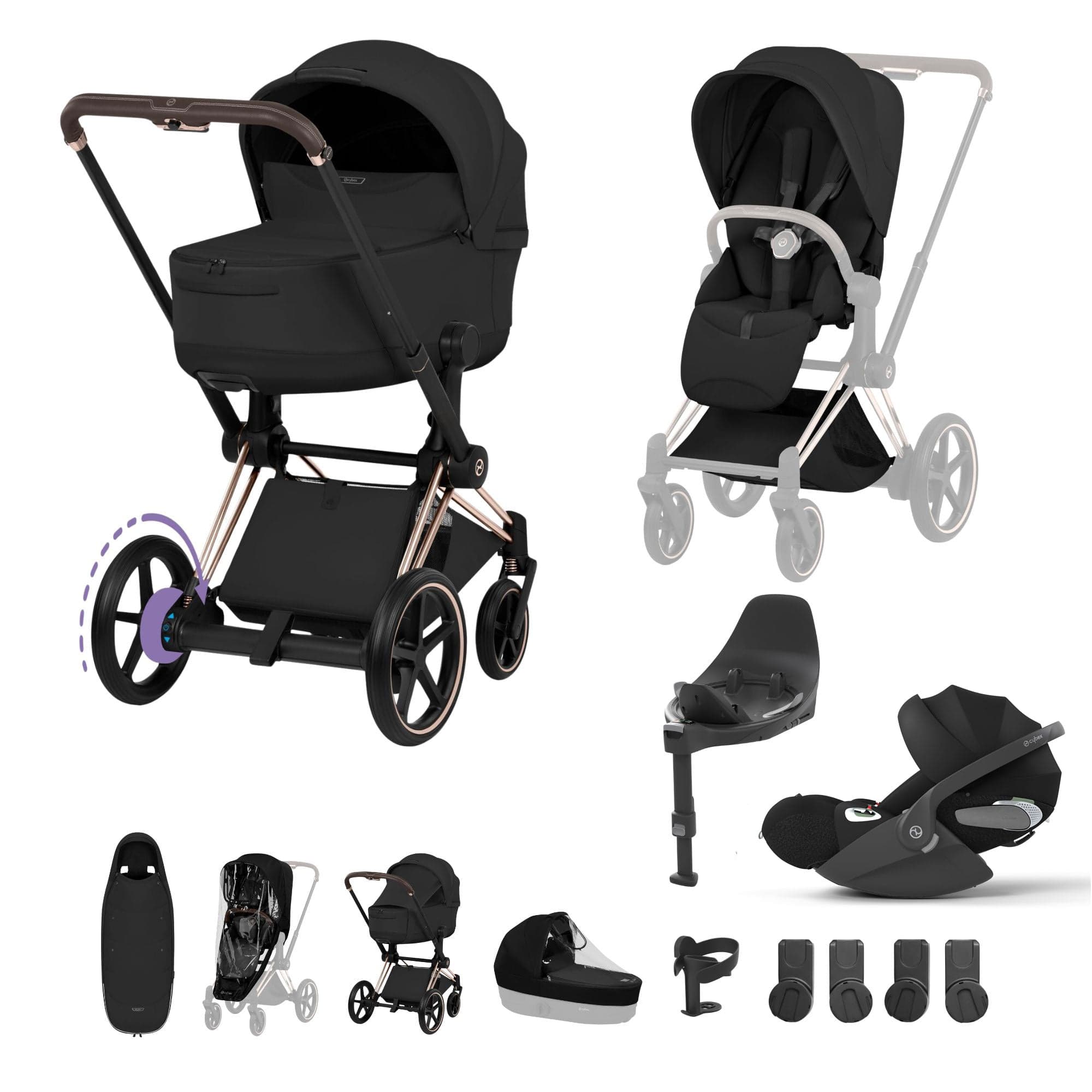 Cybex travel systems Cybex ePriam Ultimate Accessory Bundle - Style Collection - Sepia Black 21921-RG-BLK