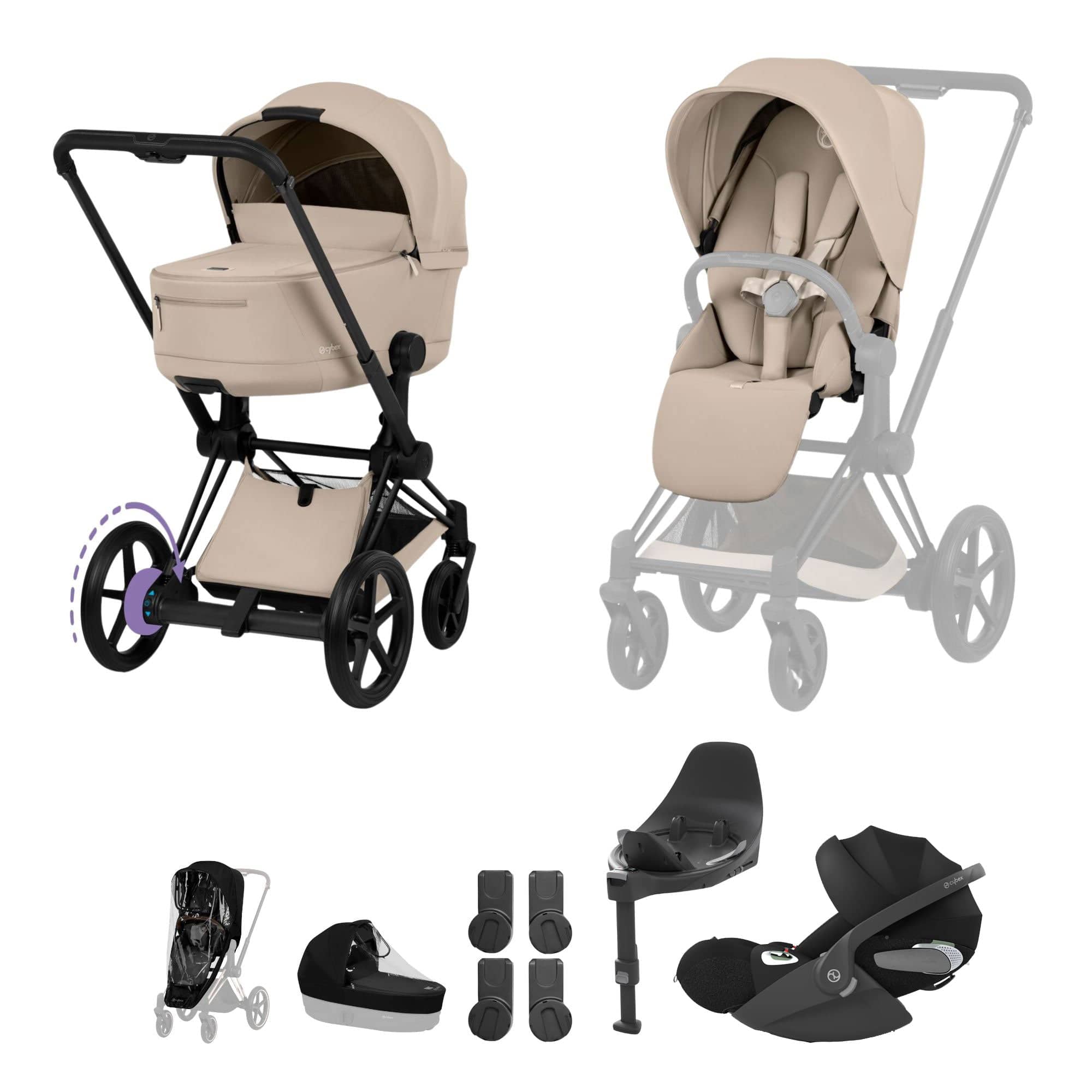 Cybex travel systems Cybex ePriam Ultimate Bundle - Comfort Collection - Cozy Beige 21963-MB-COZ-BEI