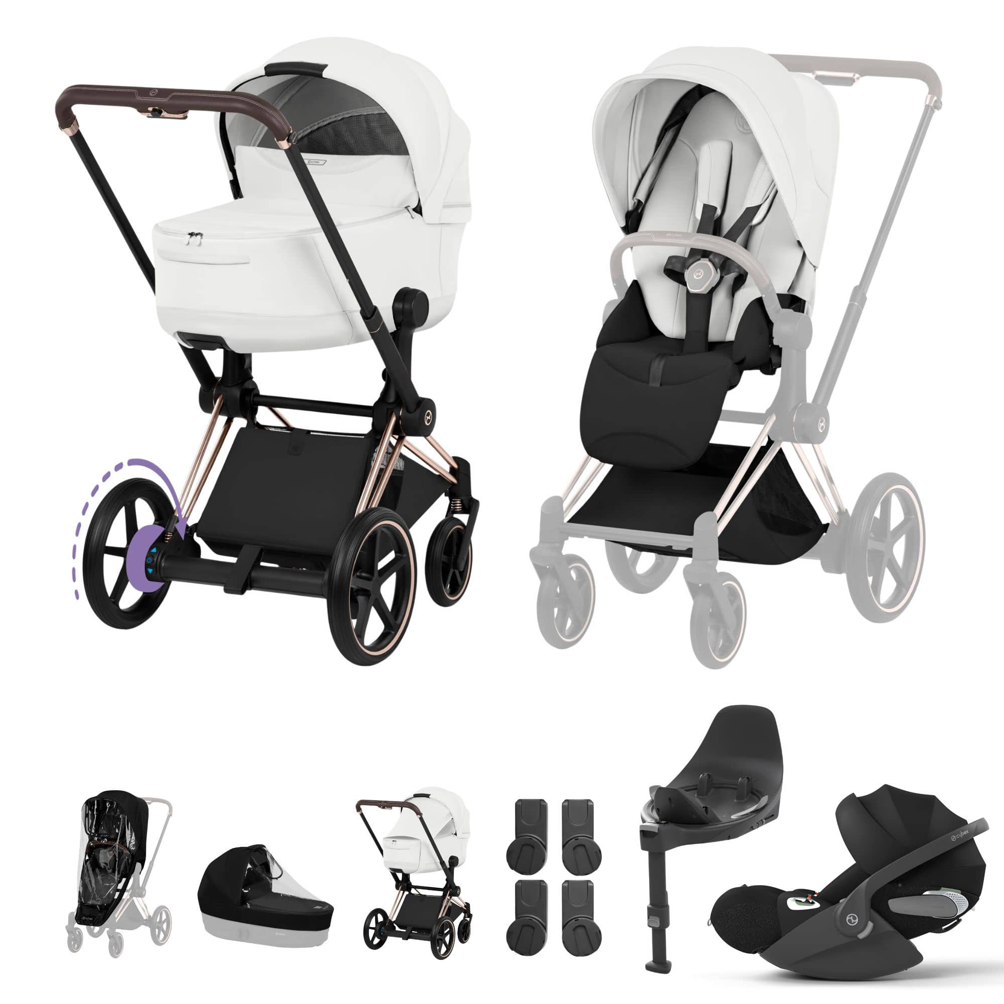 Cybex travel systems Cybex ePriam Ultimate Bundle - Style Collection - Off White 21894-RG-OFF-WHT