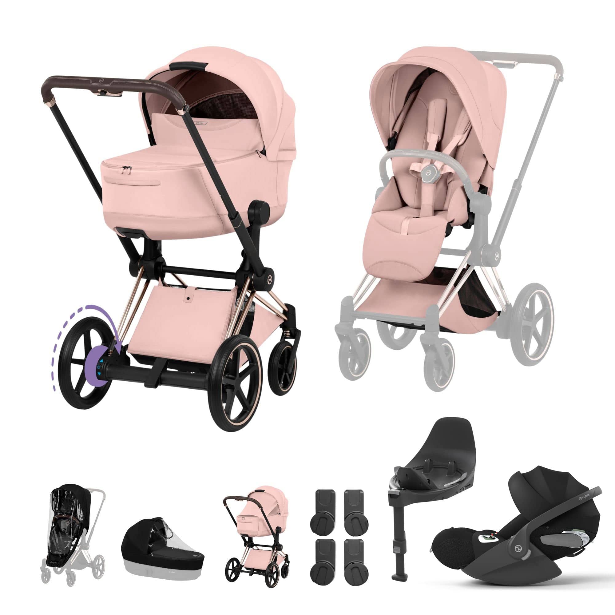 Cybex travel systems Cybex ePriam Ultimate Bundle - Style Collection - Peach Pink
