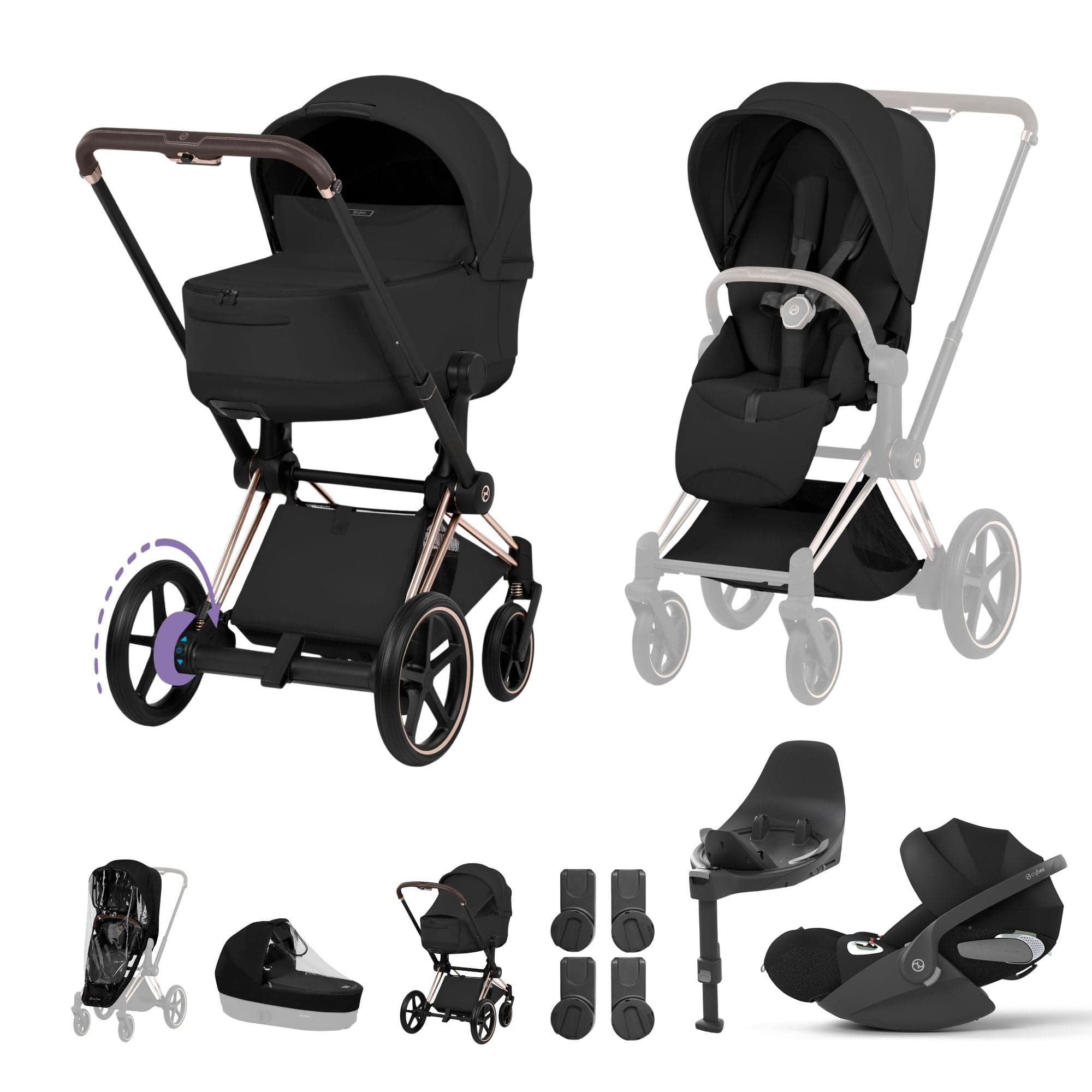 Cybex travel systems Cybex ePriam Ultimate Bundle - Style Collection - Sepia Black 21894-RG-BLK