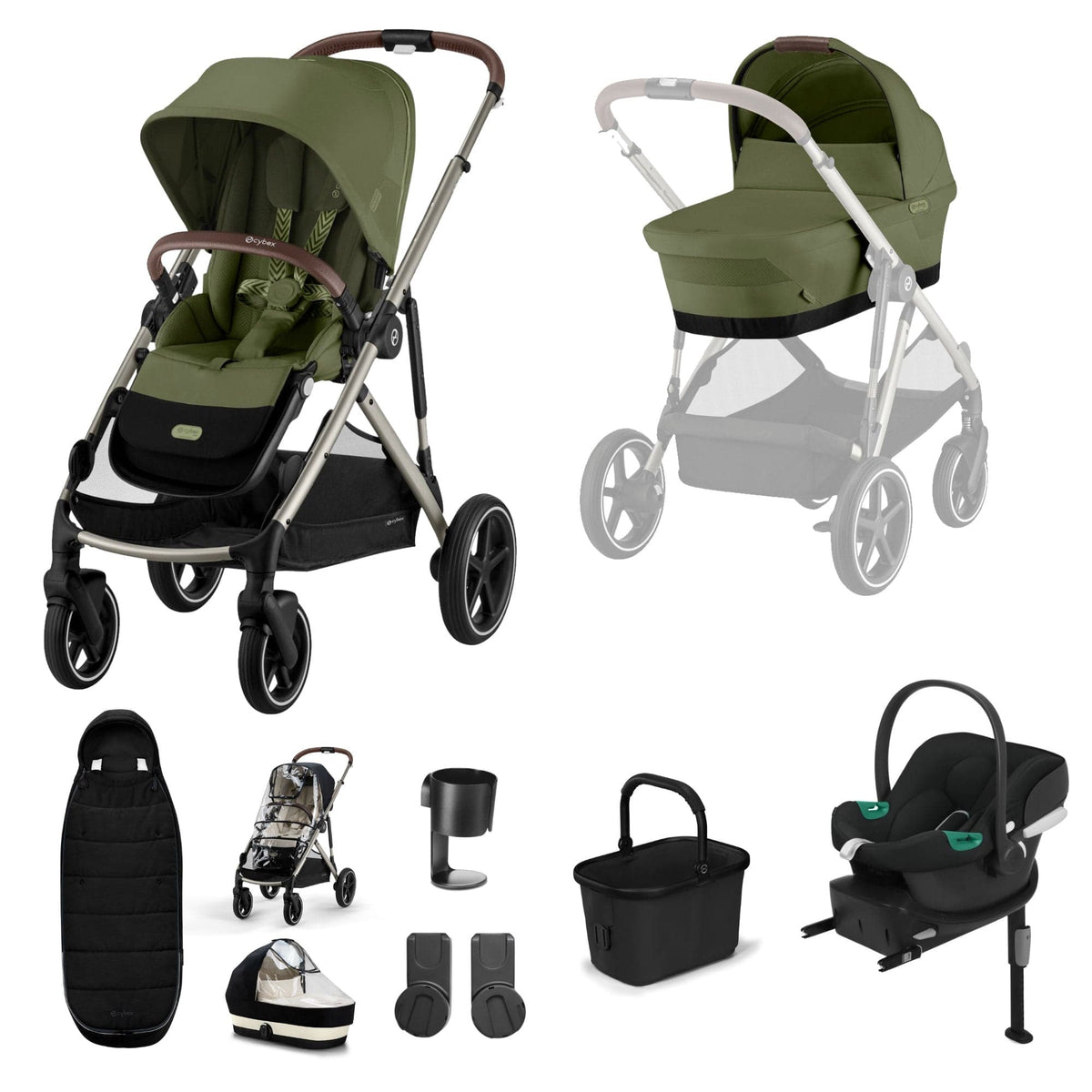Cybex travel systems Cybex Gazelle S Comfort Bundle - Taupe/Moss Green 19495-GAZ-COM-MOS-1