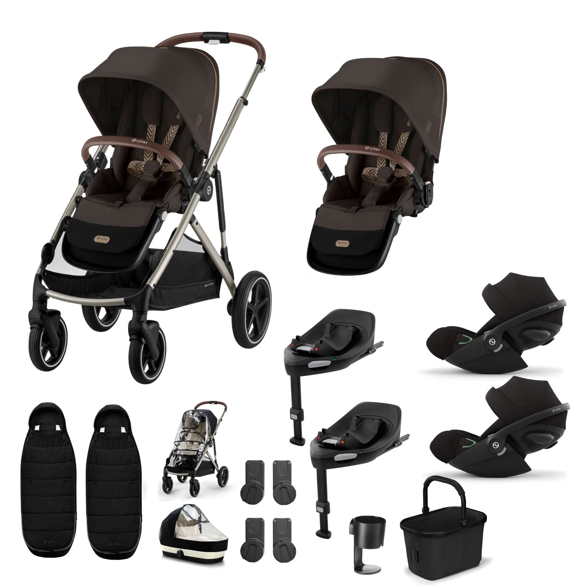 Cybex travel systems Cybex Gazelle S Twin Luxury Pushchair Bundle - Chocolate Brown 20391-TWN-LUX-CHO-5