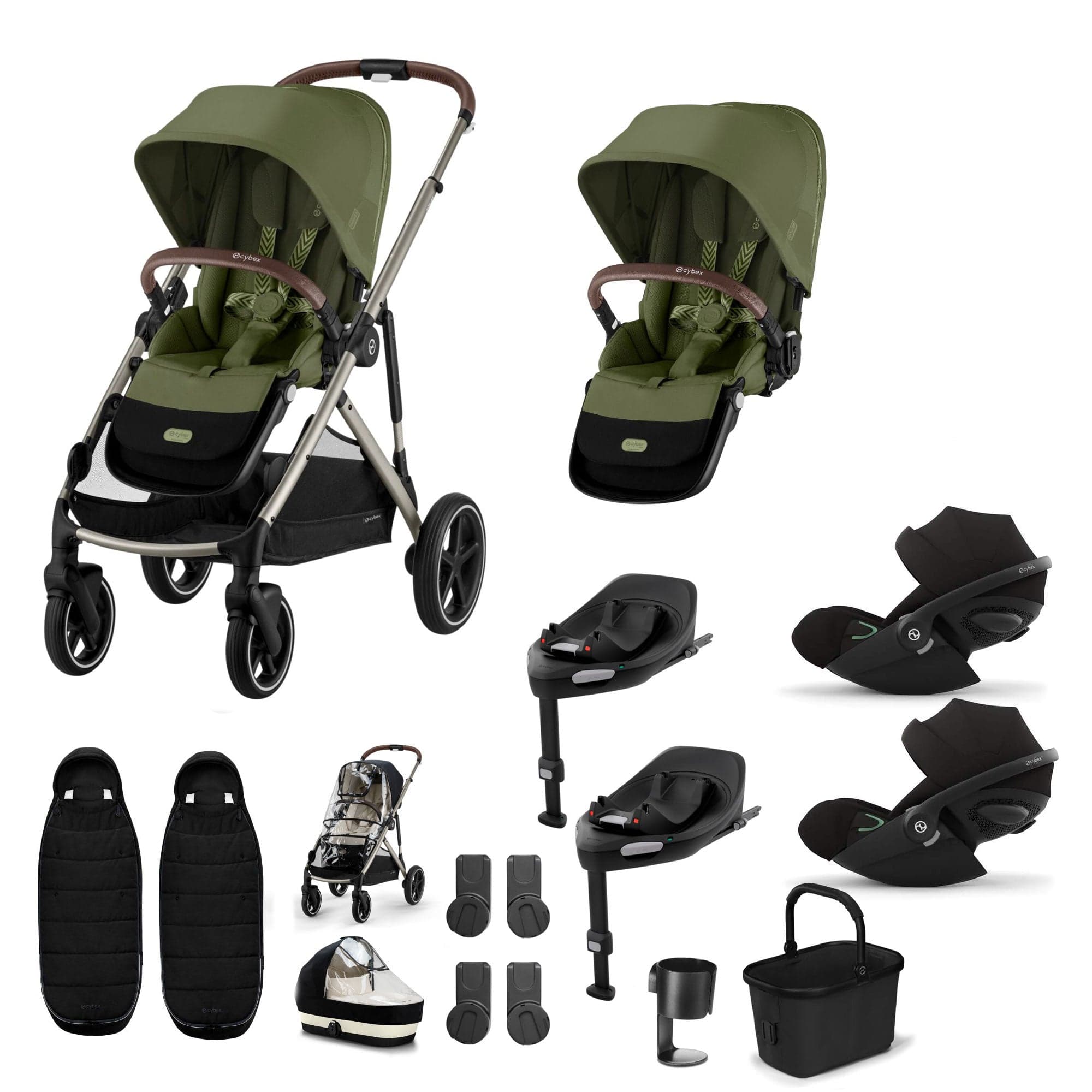 Cybex travel systems Cybex Gazelle S Twin Luxury Pushchair Bundle - Moss Green 20391-TWN-LUX-MSS-5