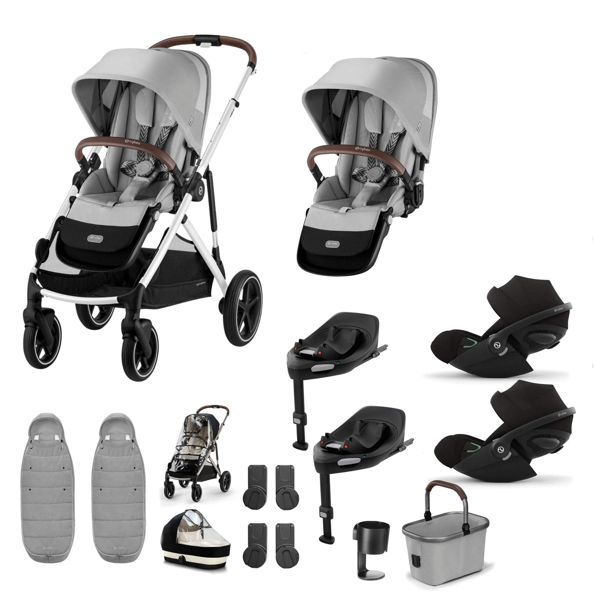 Cybex travel systems Cybex Gazelle S Twin Luxury Pushchair Bundle - Stone Grey 20391-TWN-LUX-STO-5