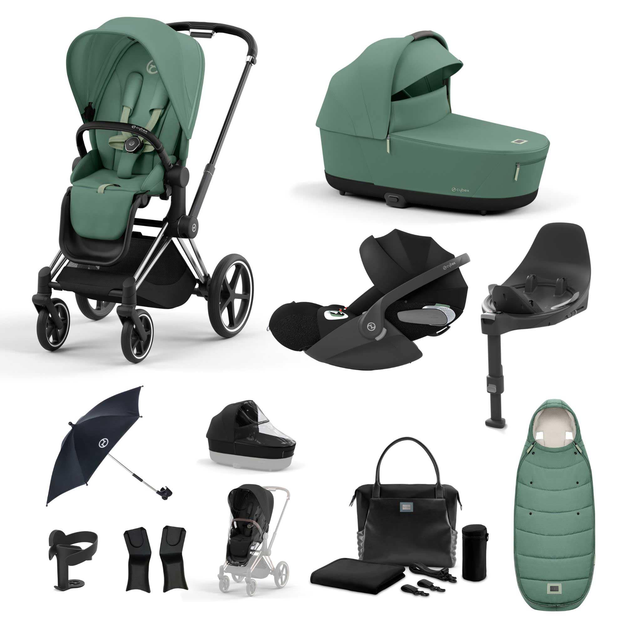 Cybex travel systems Cybex Priam Cloud T Travel System - Leaf Green 19678-CHR-CLT-LEF-GRN