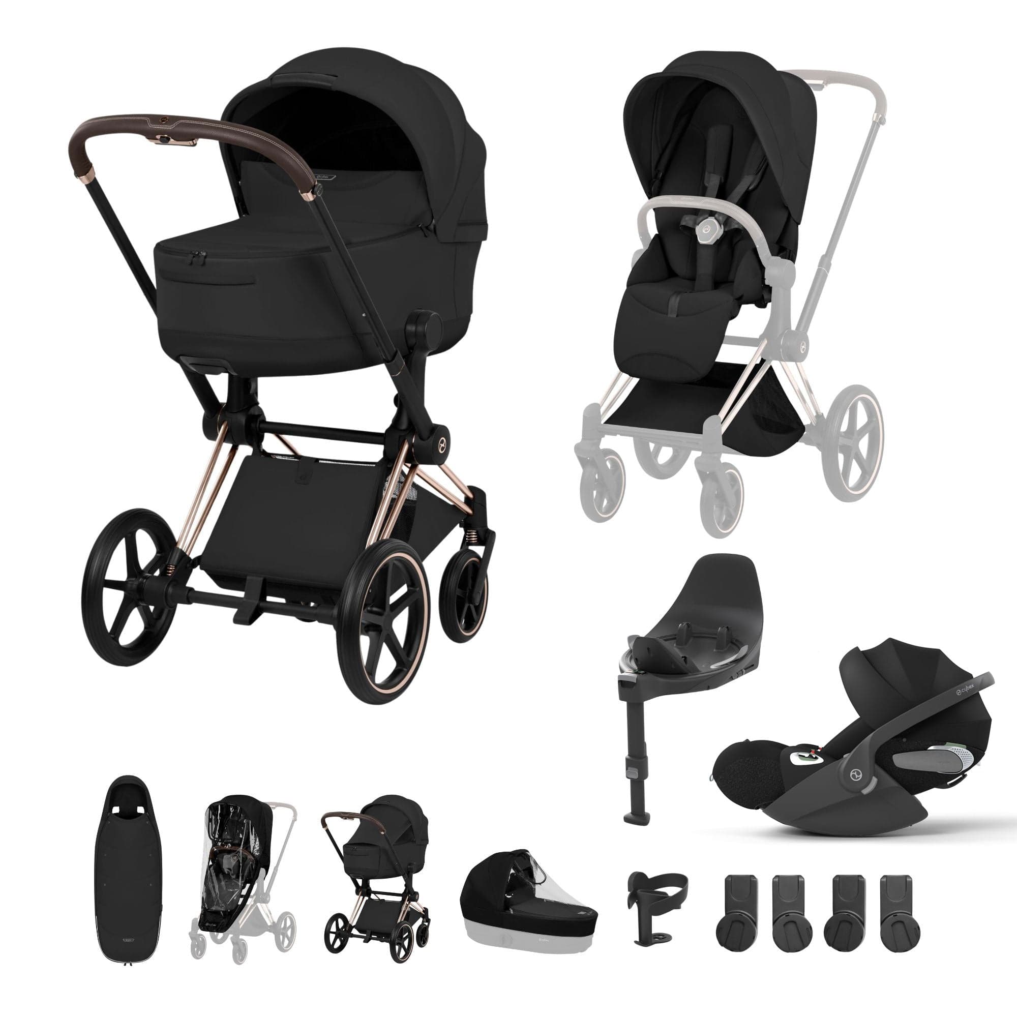 Cybex Travel Systems Cybex Priam Ultimate Accessory Bundle - Style Collection - Sepia Black 21864-RG-BLK
