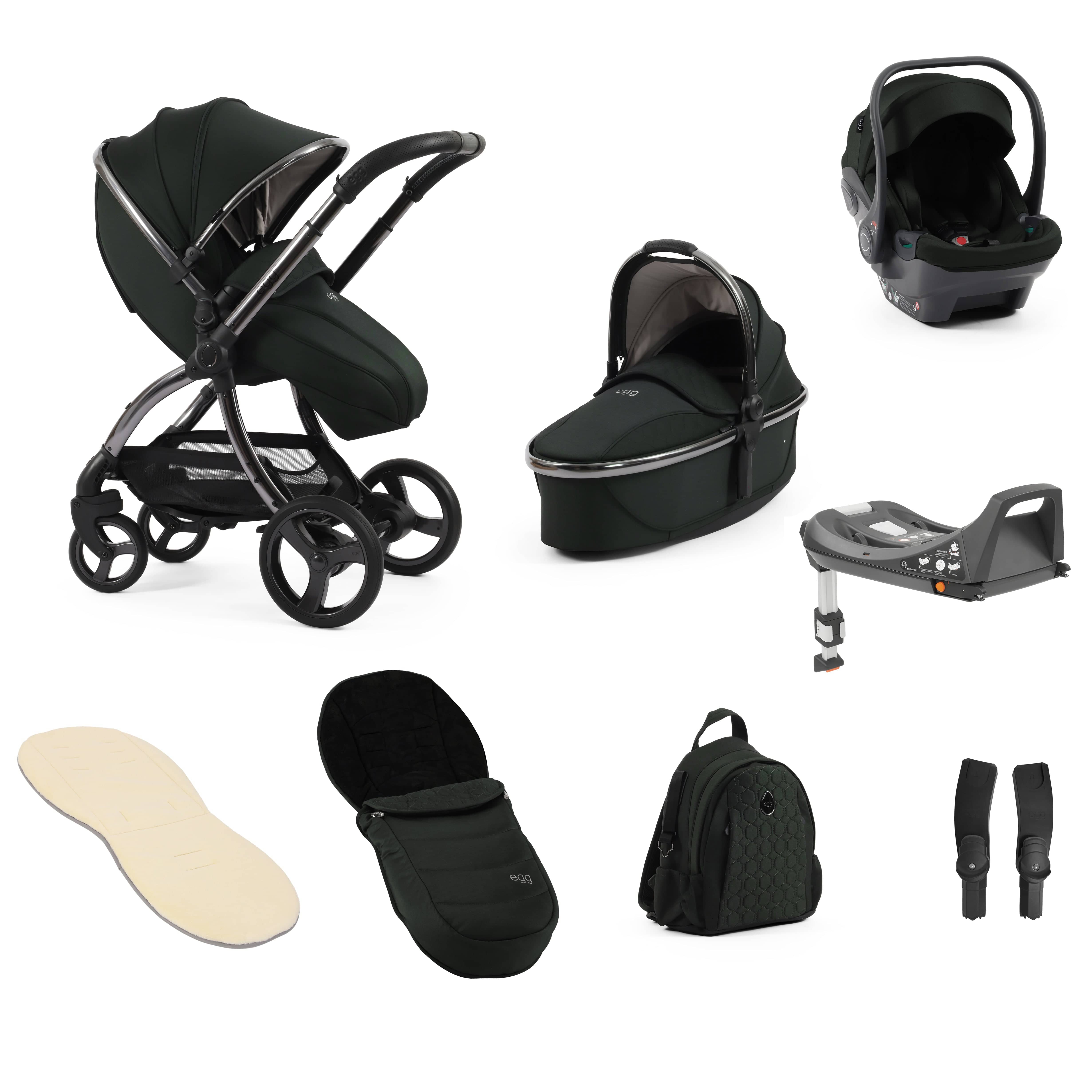 egg baby prams egg3 Luxury Travel System Bundle Black Olive 14696-BLO