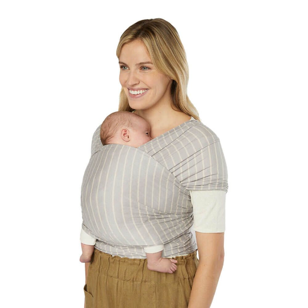 Ergobaby baby carriers Ergobaby Aura Sustainable Knit Baby Wrap - Grey Stripes WLASKGRYSTP