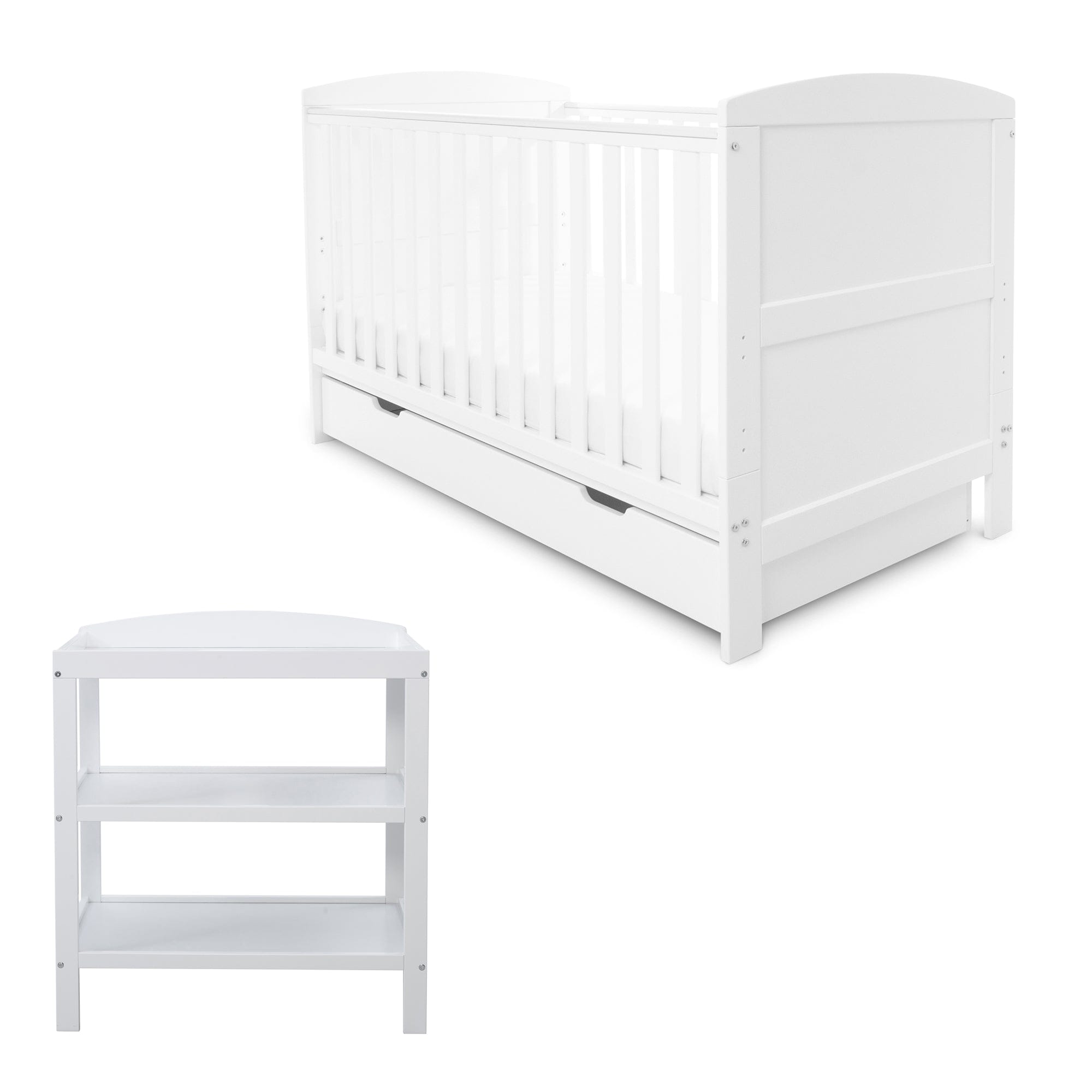 Ickle Bubba baby cot beds Ickle Bubba Coleby Classic 2 Piece Furniture Set with Under Drawer White