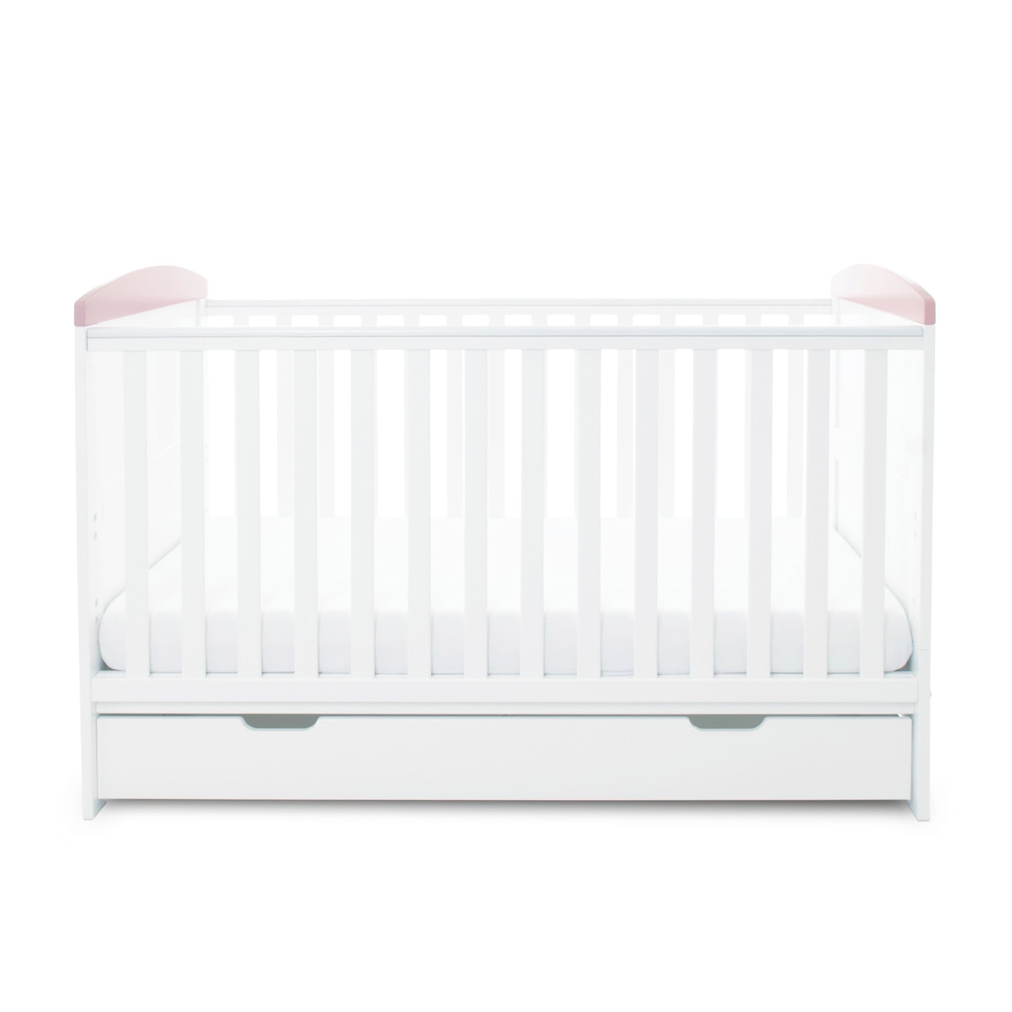 Ickle Bubba baby cot beds Ickle Bubba Coleby Style 2 Piece Furniture Set with Under Drawer Elephant Love Pink