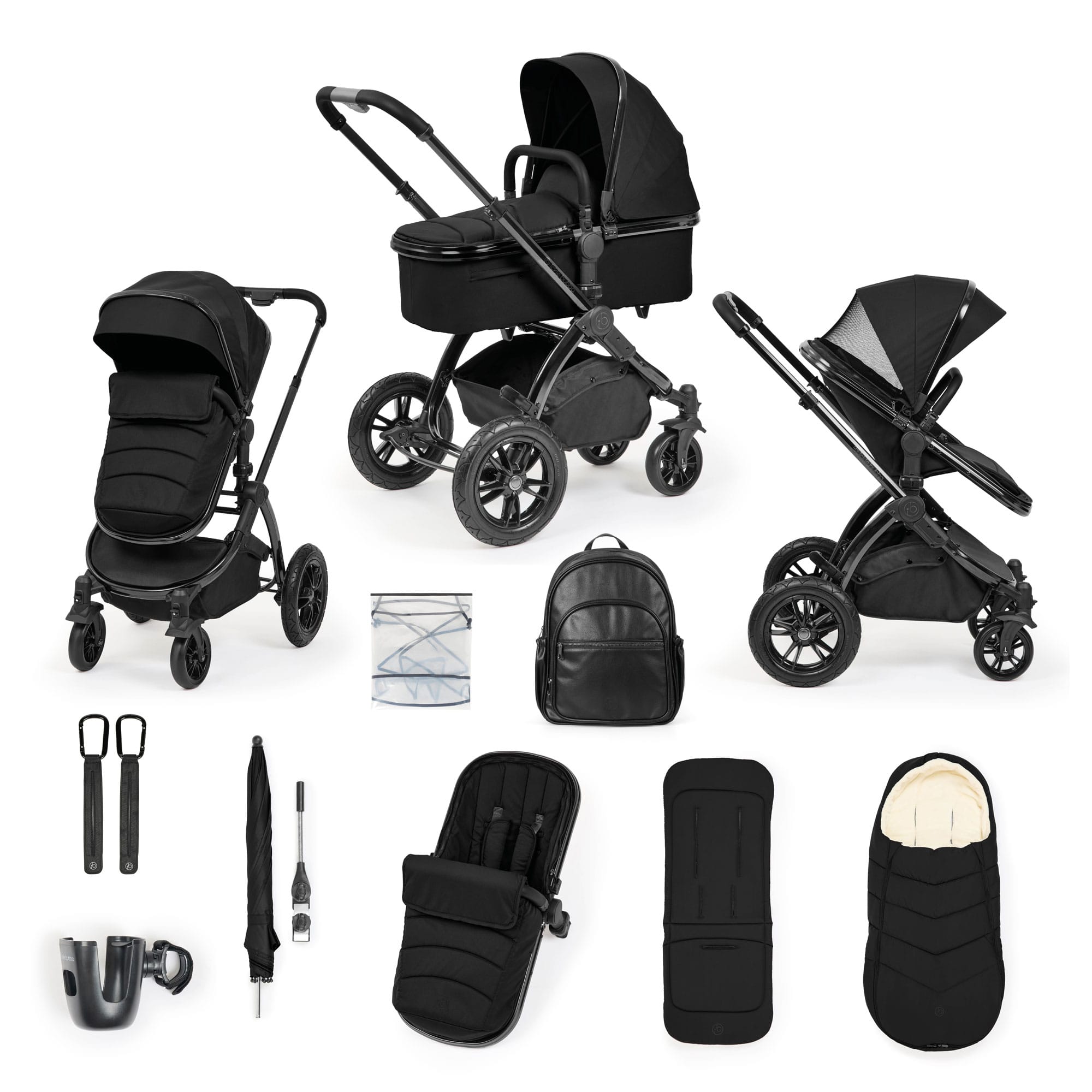 Ickle Bubba baby prams Ickle Bubba Stomp Luxe Elements Edition 12 Piece Pram - Raven 10-014-000-168