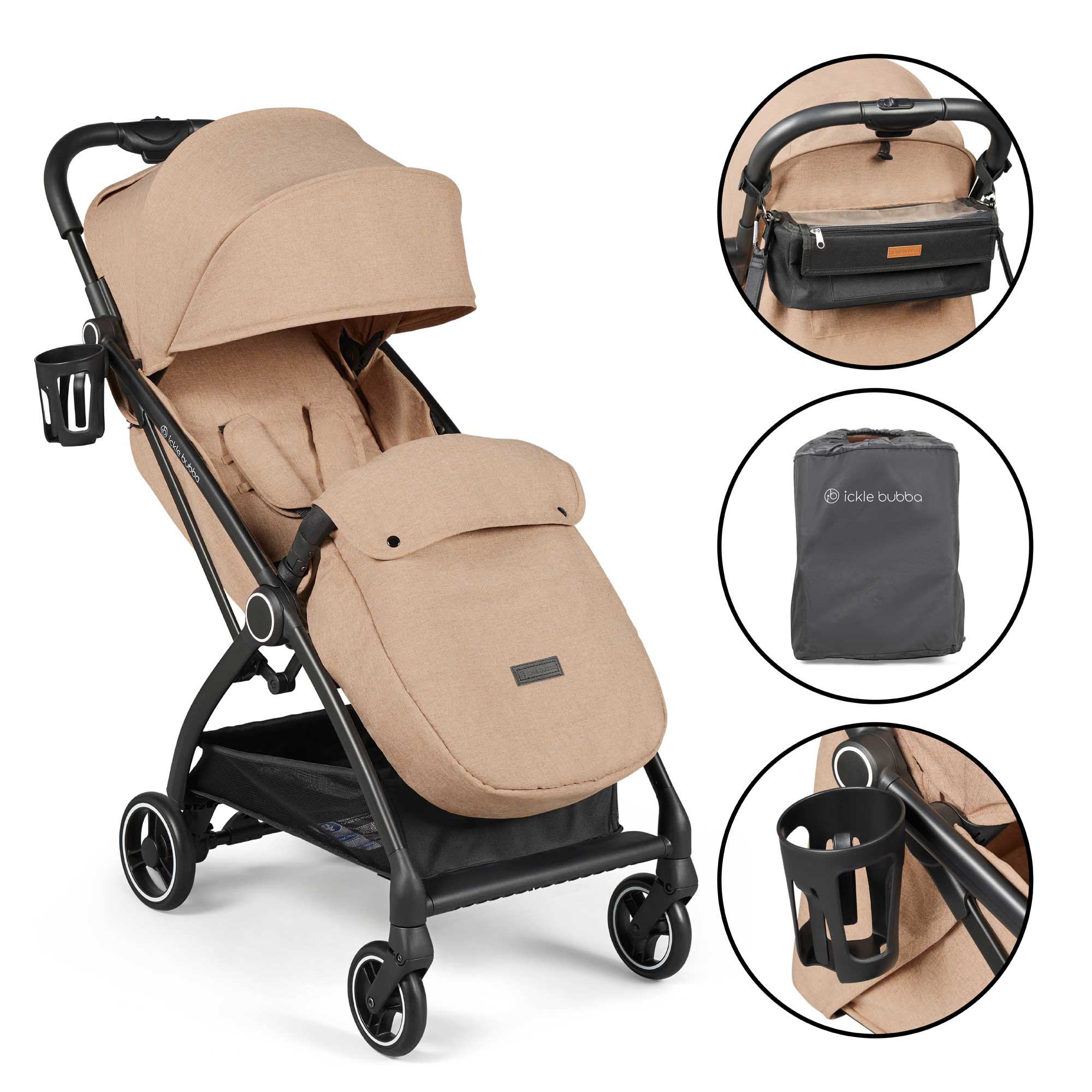 Ickle Bubba baby pushchairs Ickle Bubba Aries Prime Autofold Stroller - Biscuit 15-005-300-157