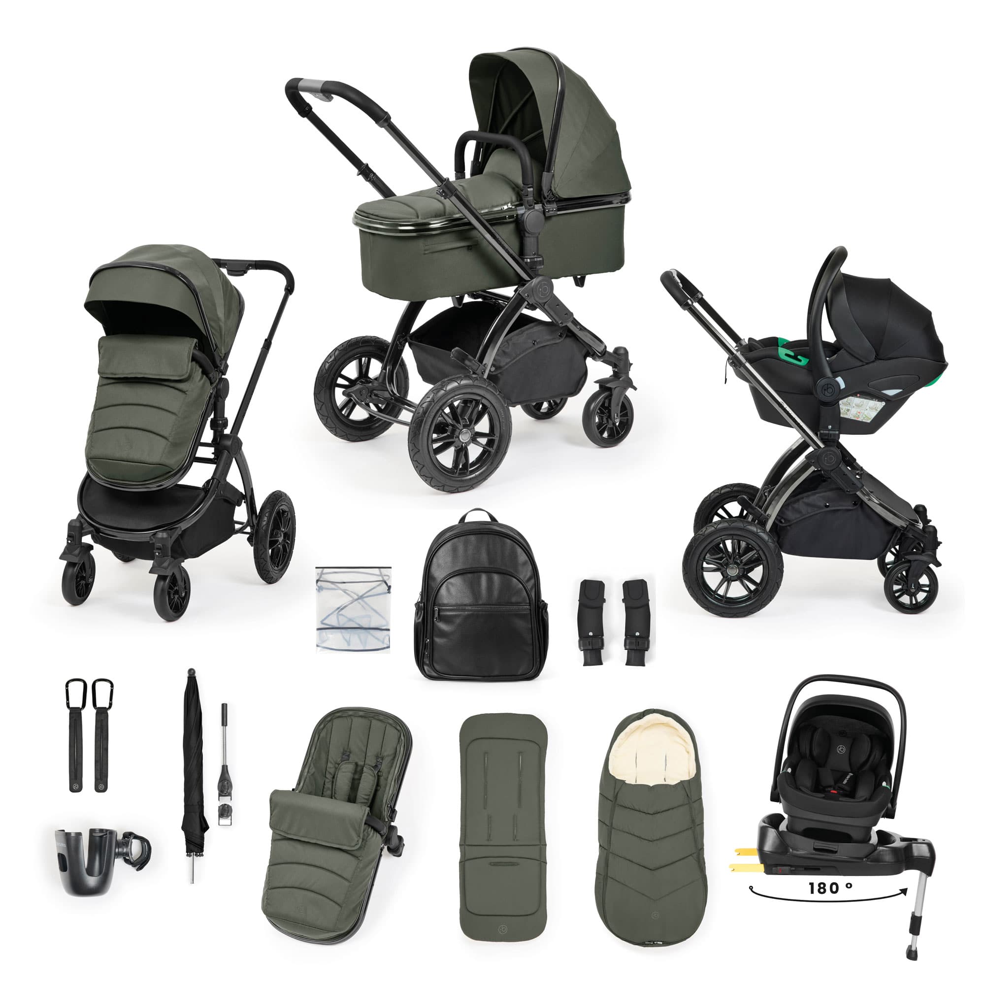Ickle Bubba travel systems Ickle Bubba Stomp Luxe Elements Edition 15 Piece Travel System - Forest 10-014-330-170