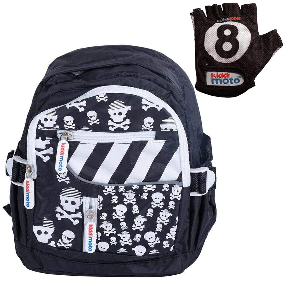 Kiddimoto changing bags Kiddimoto Back Pack Small Skullz with 8 Ball Gloves BSZ-S/GLV006S