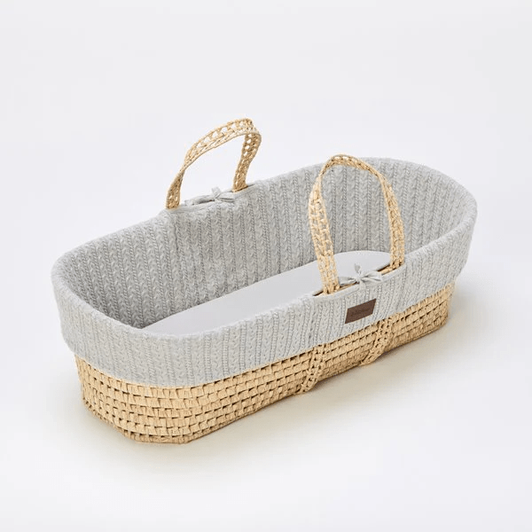 Little Green Sheep moses basket stands The Little Green Sheep Knitted Moses Basket and Rocking Stand Bundle - Dove FNBB010B