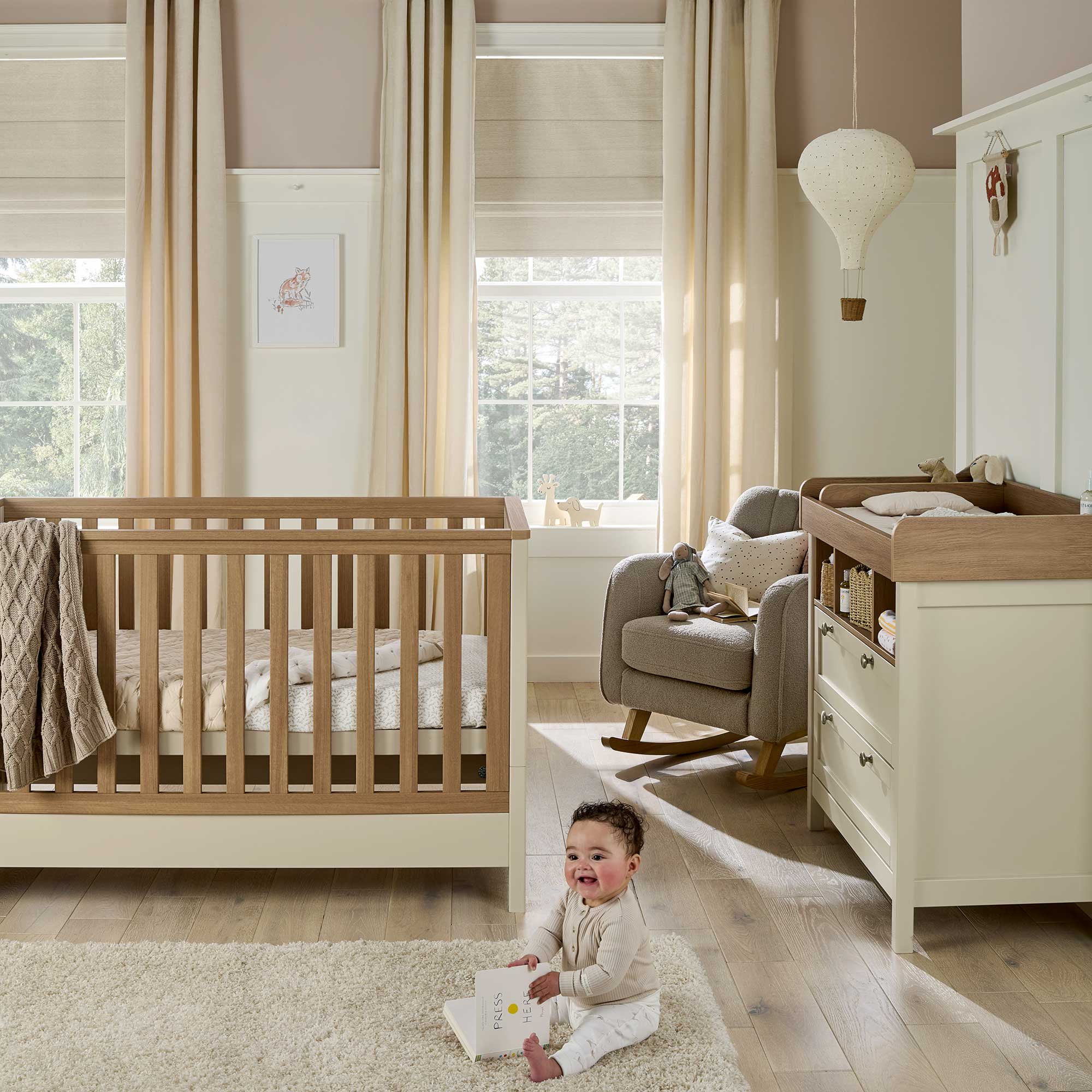 Mamas & Papas cot bed room sets Mamas & Papas Harwell 2 Piece Cotbed & Dresser Roomset - Cashmere