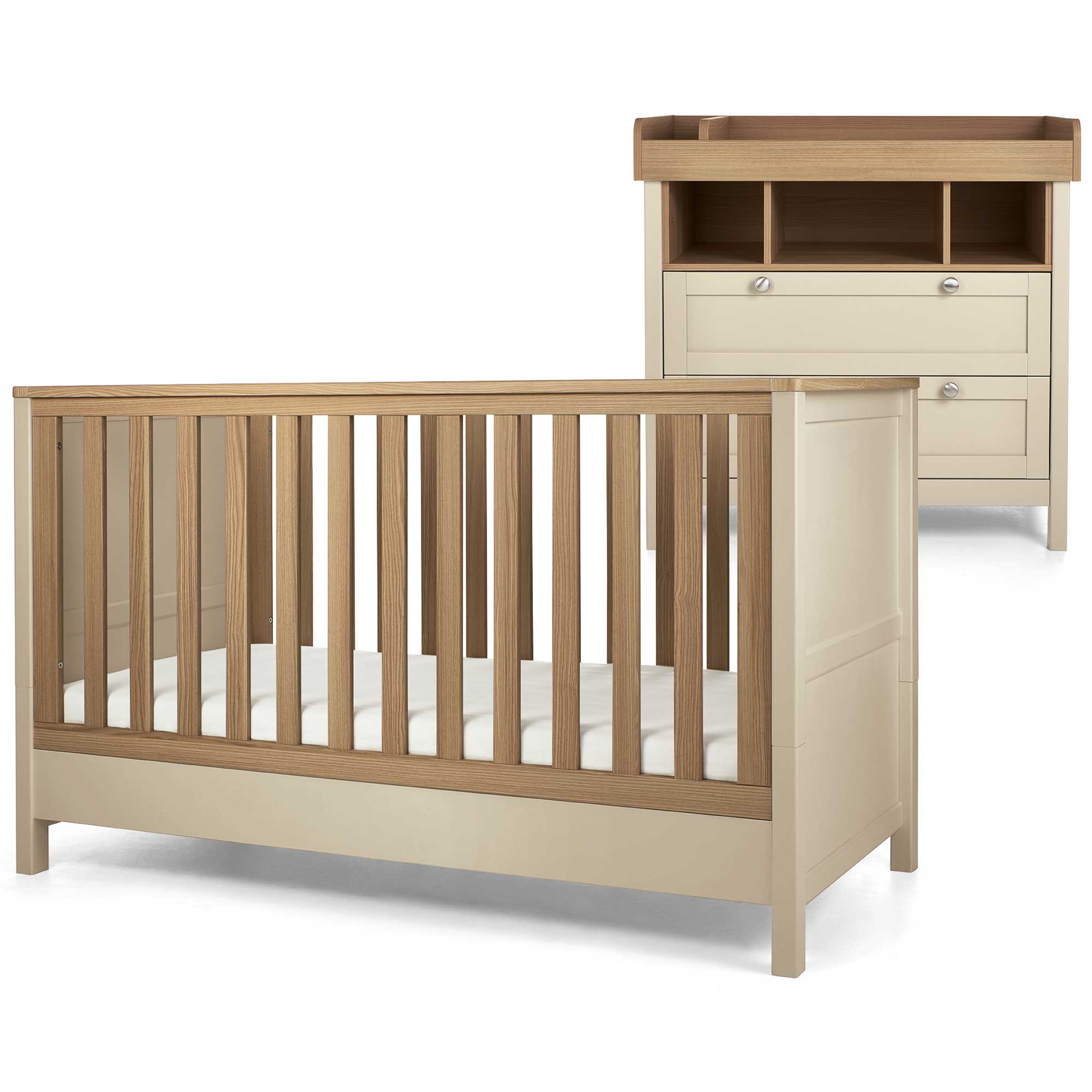 Mamas & Papas cot bed room sets Mamas & Papas Harwell 2 Piece Cotbed & Dresser Roomset - Cashmere