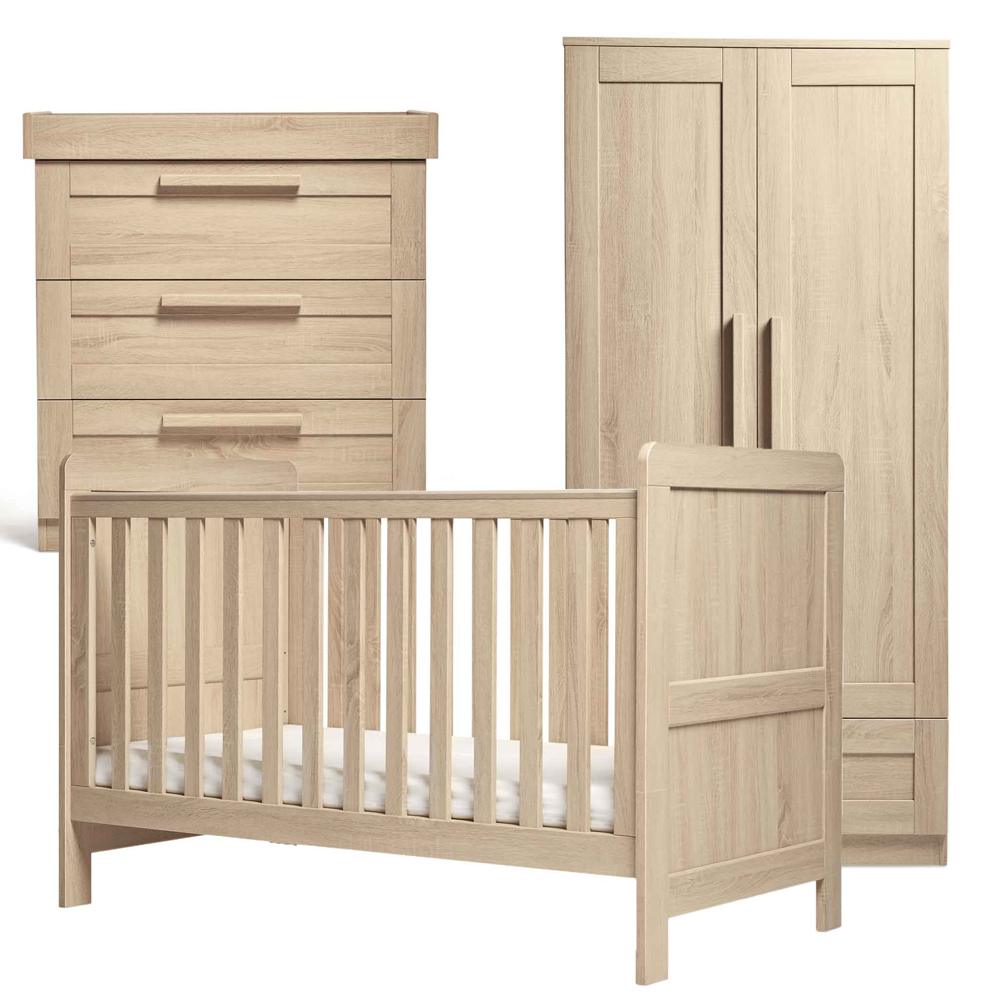 Mamas & Papas cot bed room sets Mamas & Papas Atlas 3 Piece Roomset Light Oak