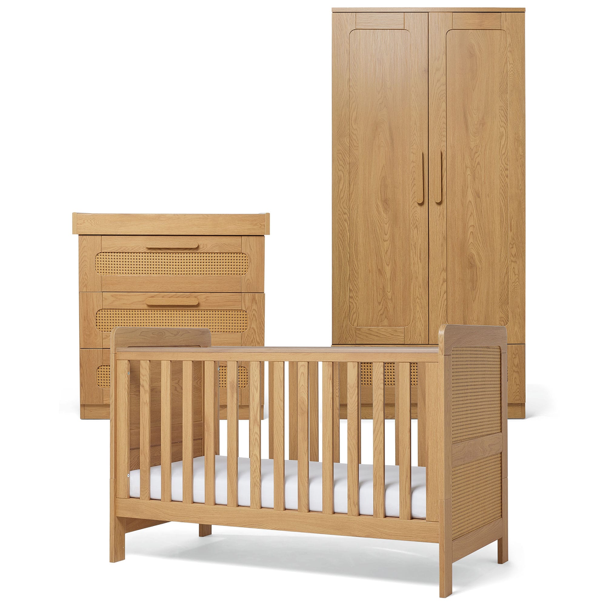Mamas & Papas cot bed room sets Mamas & Papas Esna 3 Piece Range - Rattan/Oak RAES1RA00
