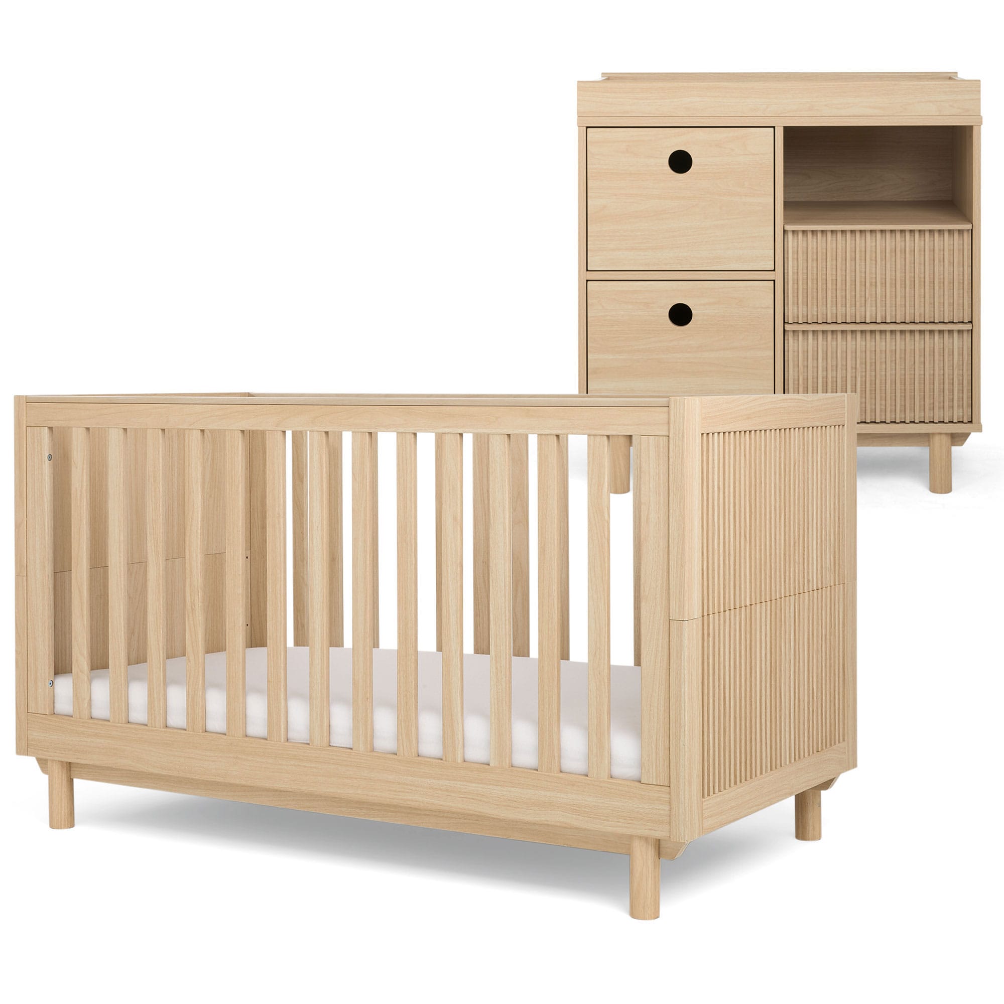 Mamas & Papas cot bed room sets Mamas & Papas Oska Narrow 2 Piece Roomset - Natural Oak SEOKQ1401