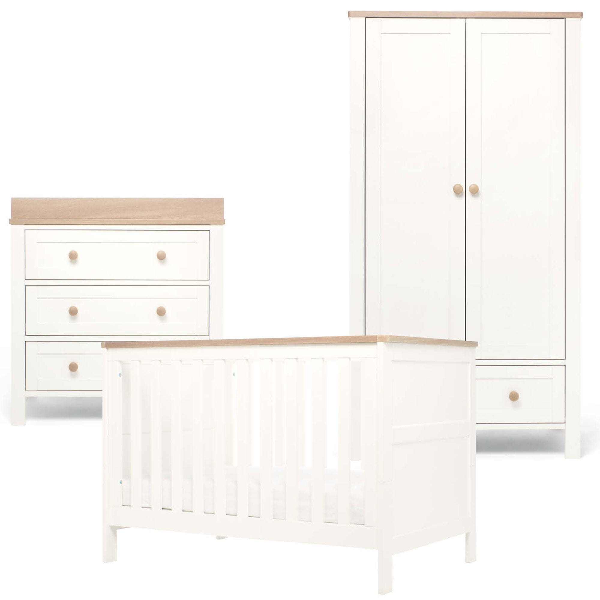 Mamas & Papas cot bed room sets Mamas & Papas Wedmore 3 Piece Convertible Cot Range - White