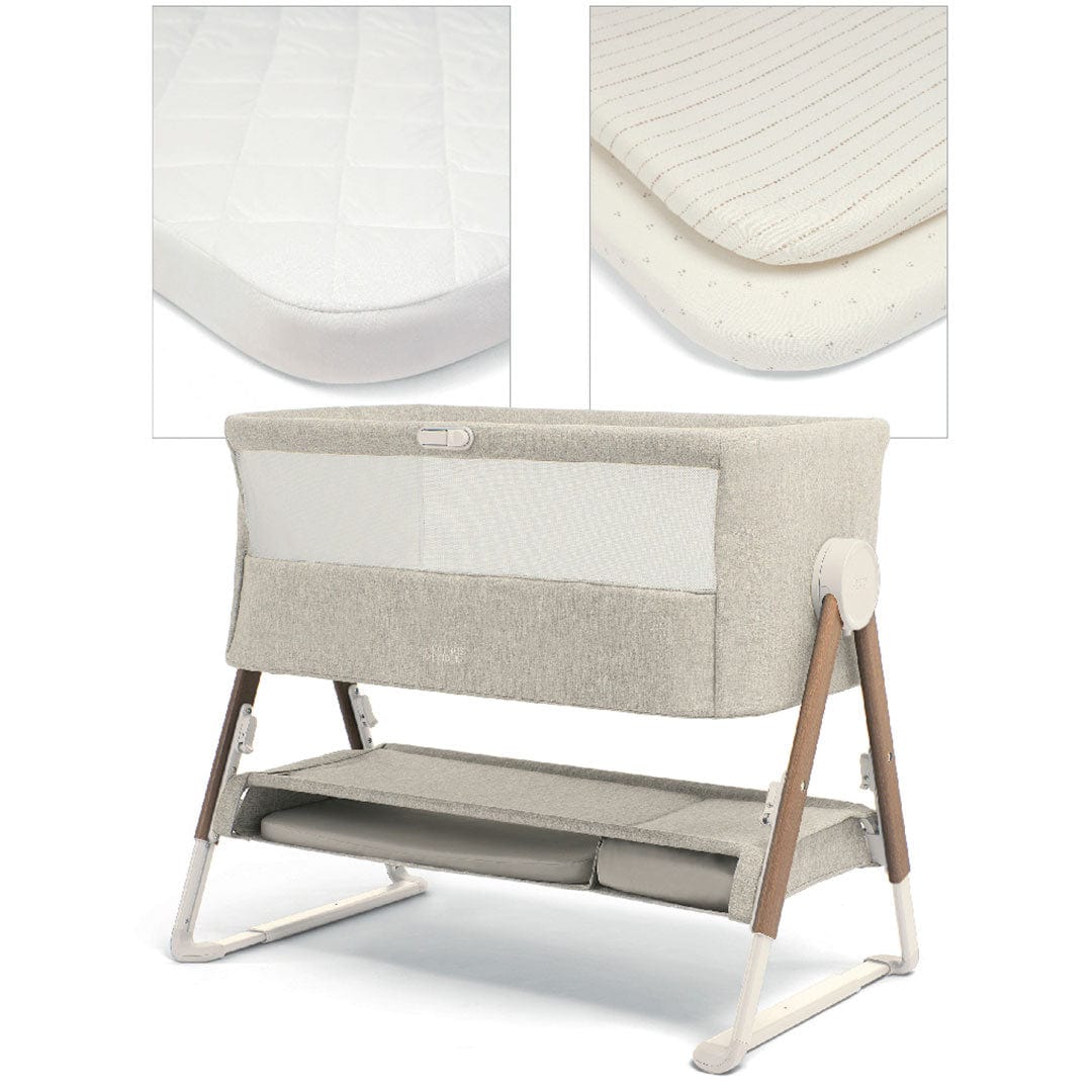 Mamas & Papas cribs Mamas & Papas Lua Fawn Bedside Crib Oat Bundle BBLUPK200