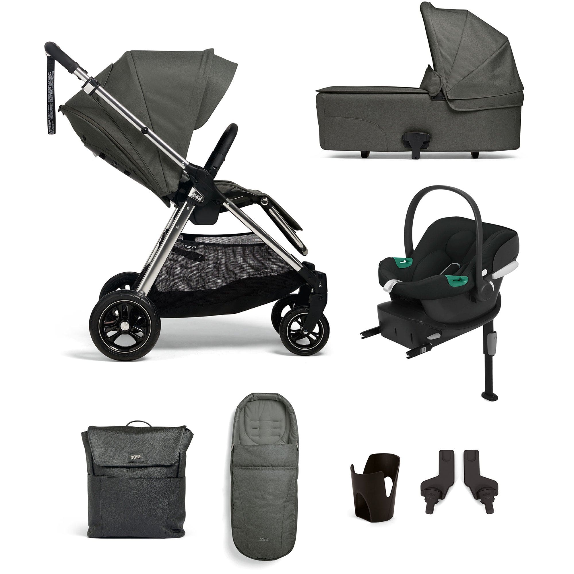 Mamas & Papas Travel Systems Mamas & Papas Flip XT³ 8 Piece Essentials Bundle with Car Seat - Harbour Grey 61941HB00