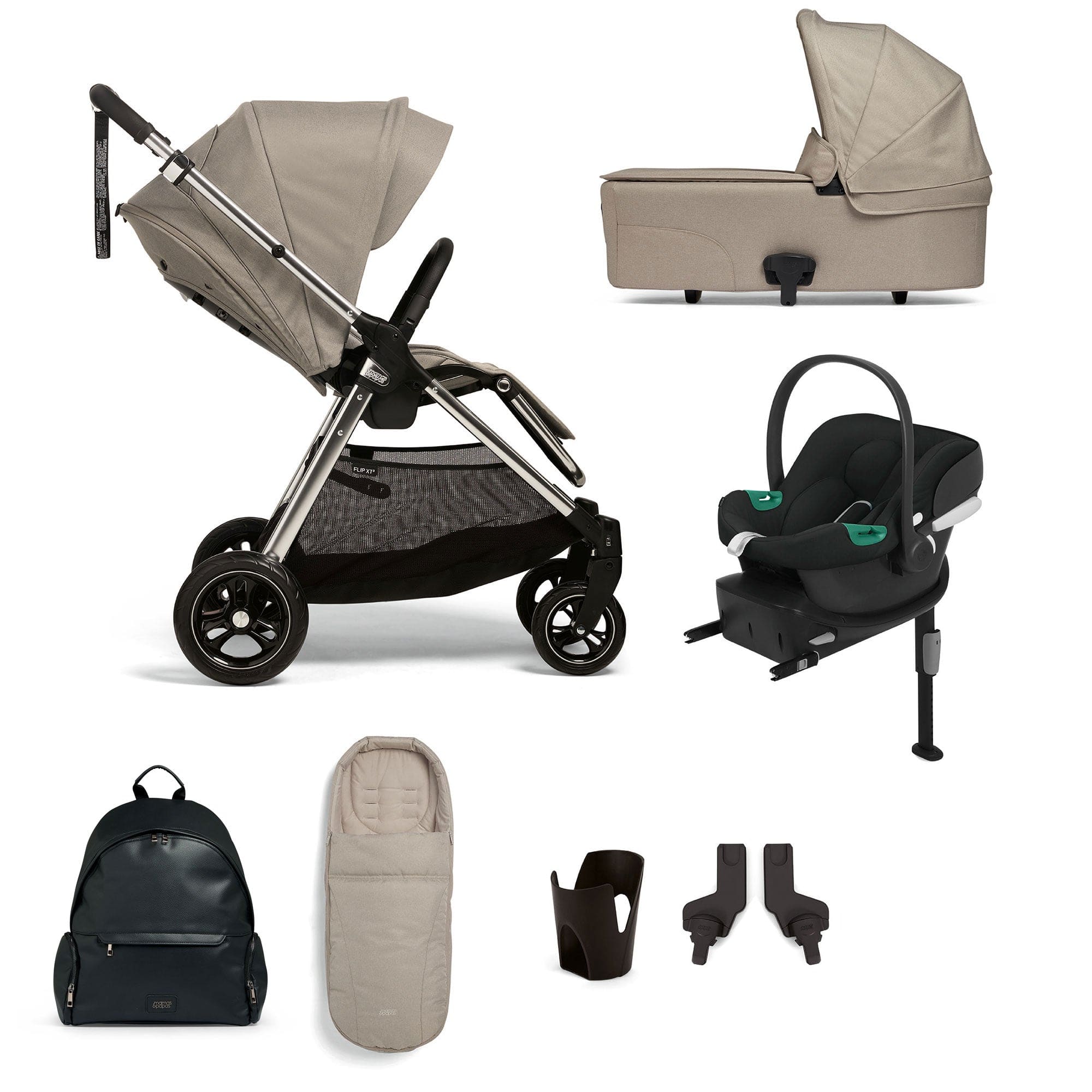 Mamas & Papas travel systems Mamas & Papas Flip XT³ 8 Piece Essentials Bundle with Car Seat - Fawn