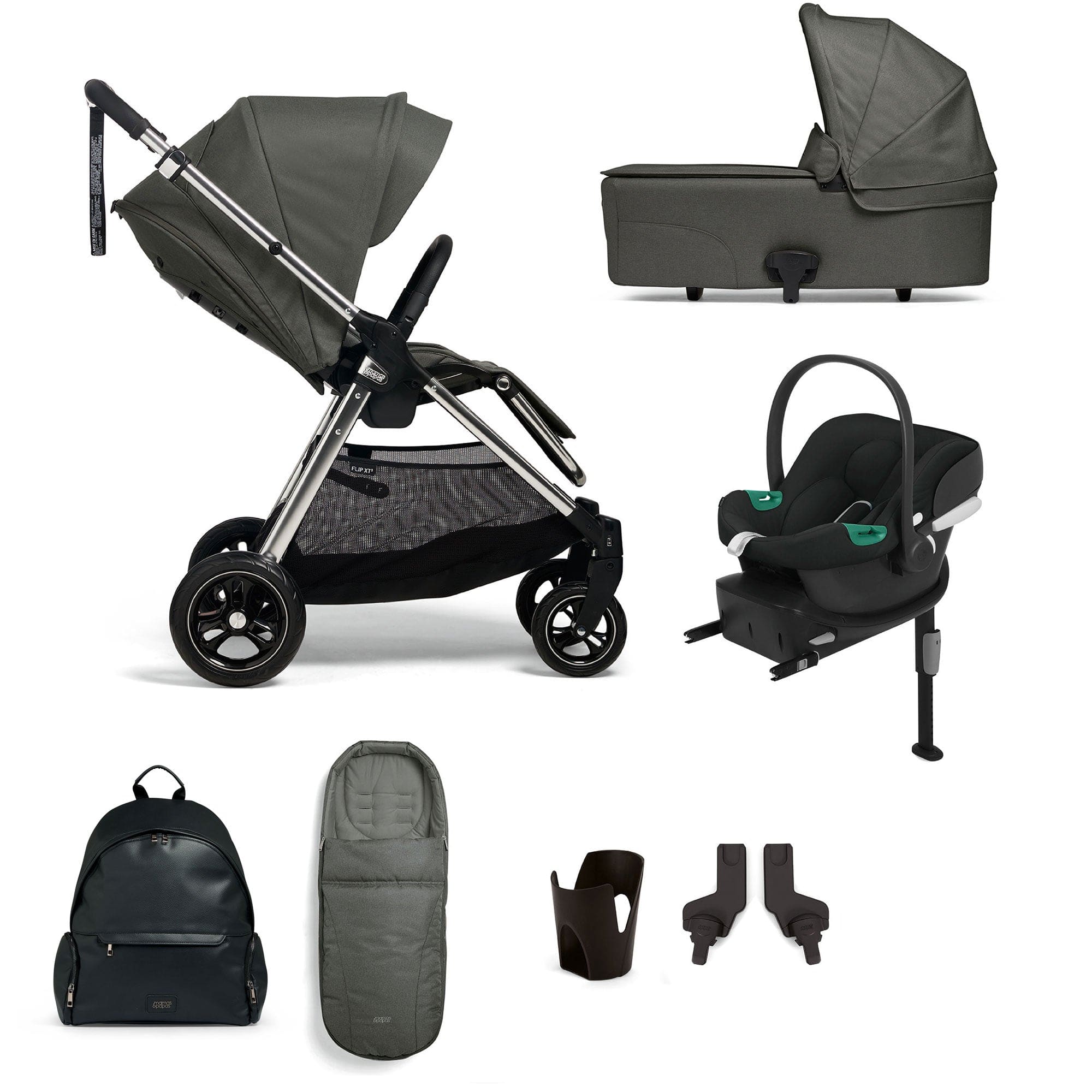 Mamas & Papas travel systems Mamas & Papas Flip XT³ 8 Piece Essentials Bundle with Car Seat - Harbour Grey 61941HB00