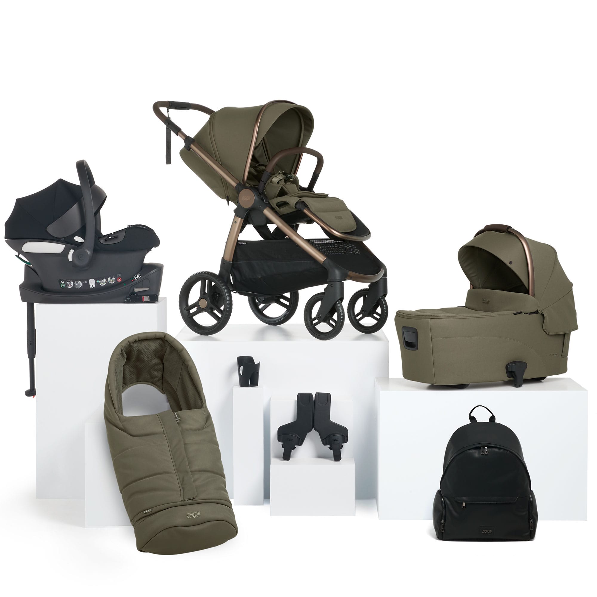 Mamas & Papas travel systems Mamas & Papas Ocarro 2 Complete 8 Piece Cloud T Bundle in Evergreen 67092L707