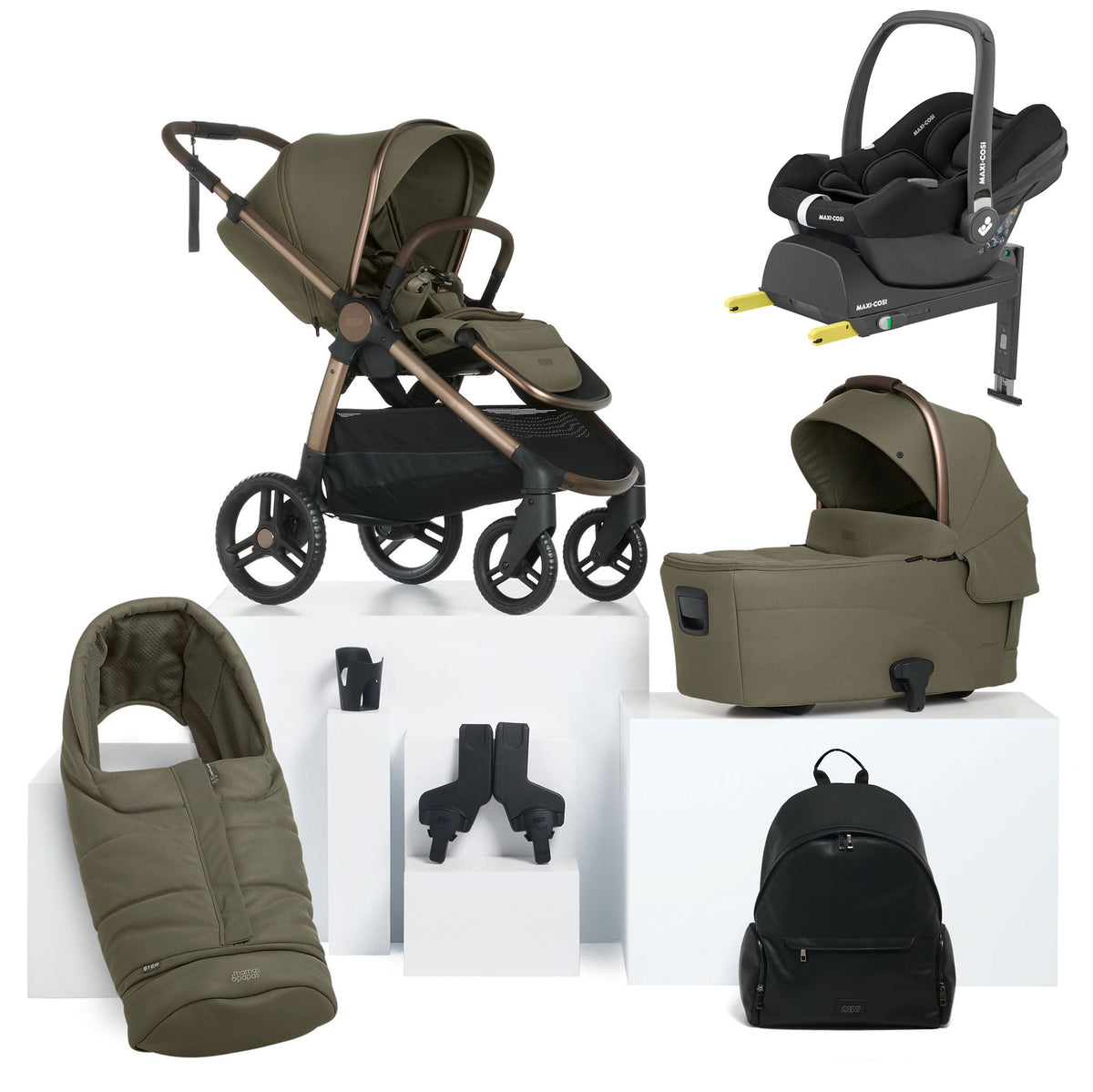 Mamas & Papas travel systems Mamas & Papas Ocarro 2 Complete 8-Piece Maxi- Cosi Travel System in Evergreen 67082L702-CAB-1