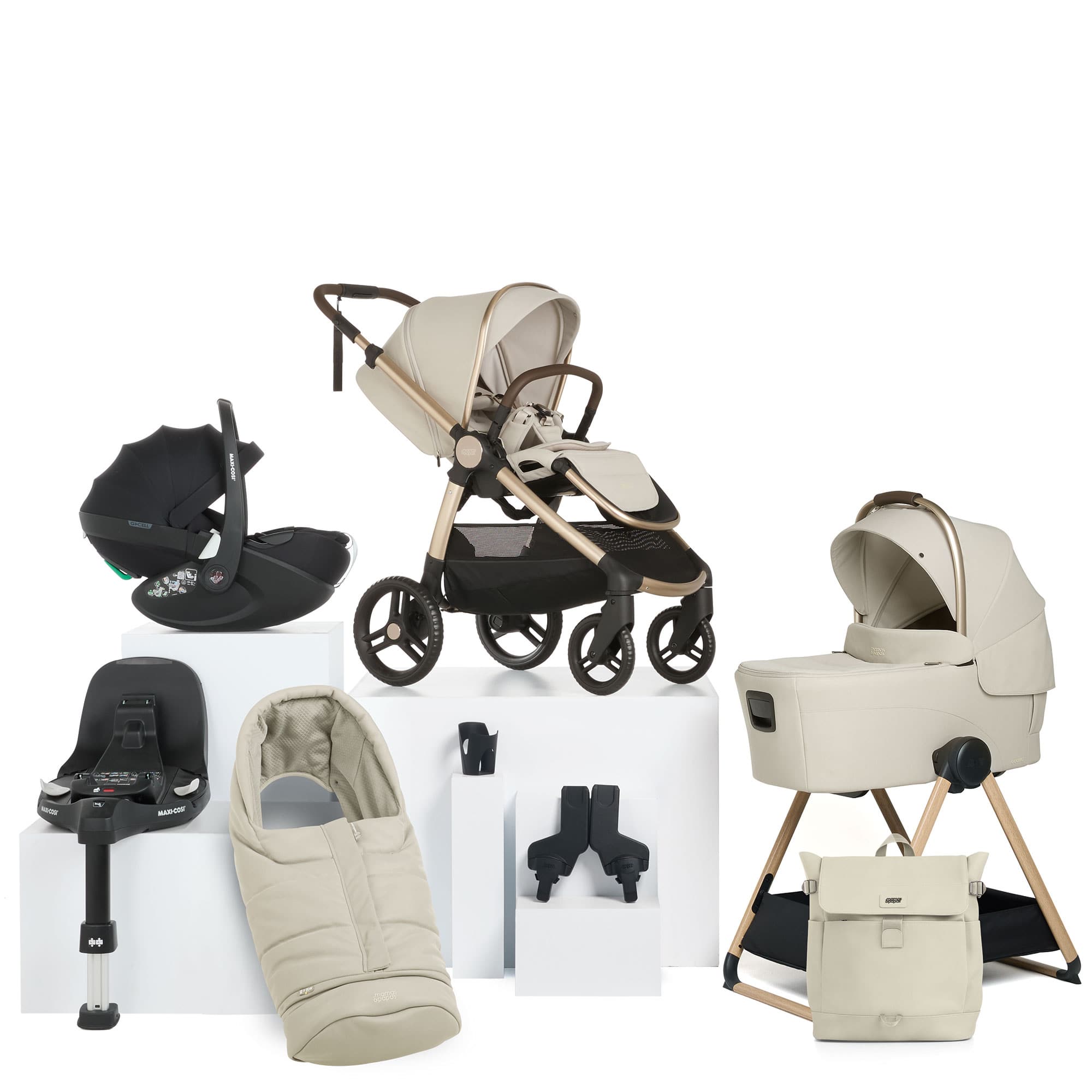 Mamas & Papas travel systems Mamas & Papas Ocarro 2 Complete 9 Piece Pebble 360 Pro 2 Bundle in Shell 6709S4301-5