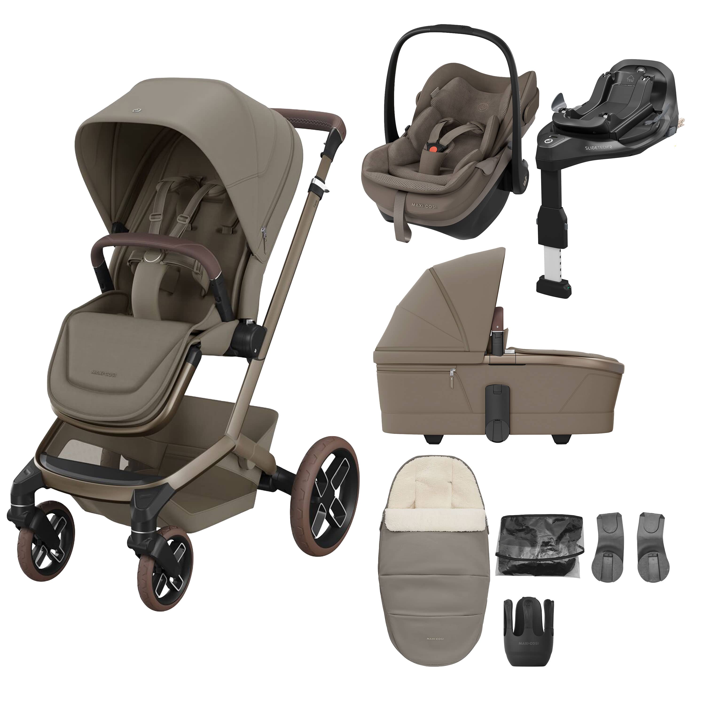 Maxi-Cosi travel systems Maxi-Cosi Fame 8 Piece Premium Bundle - Oak Truffle KF10000162