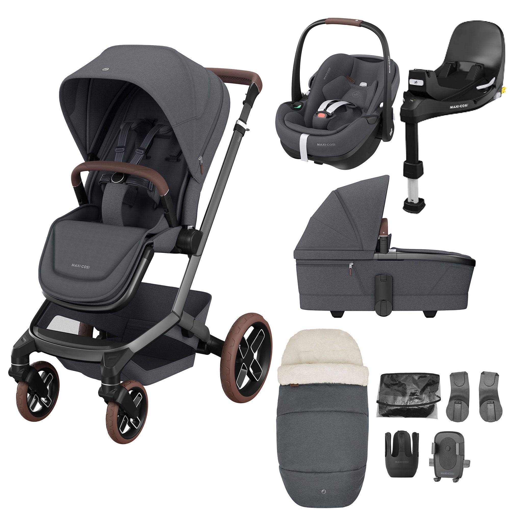 Maxi-Cosi travel systems Maxi-Cosi FAME 9 Piece Premium Travel System in Twillic Graphite KF69200000