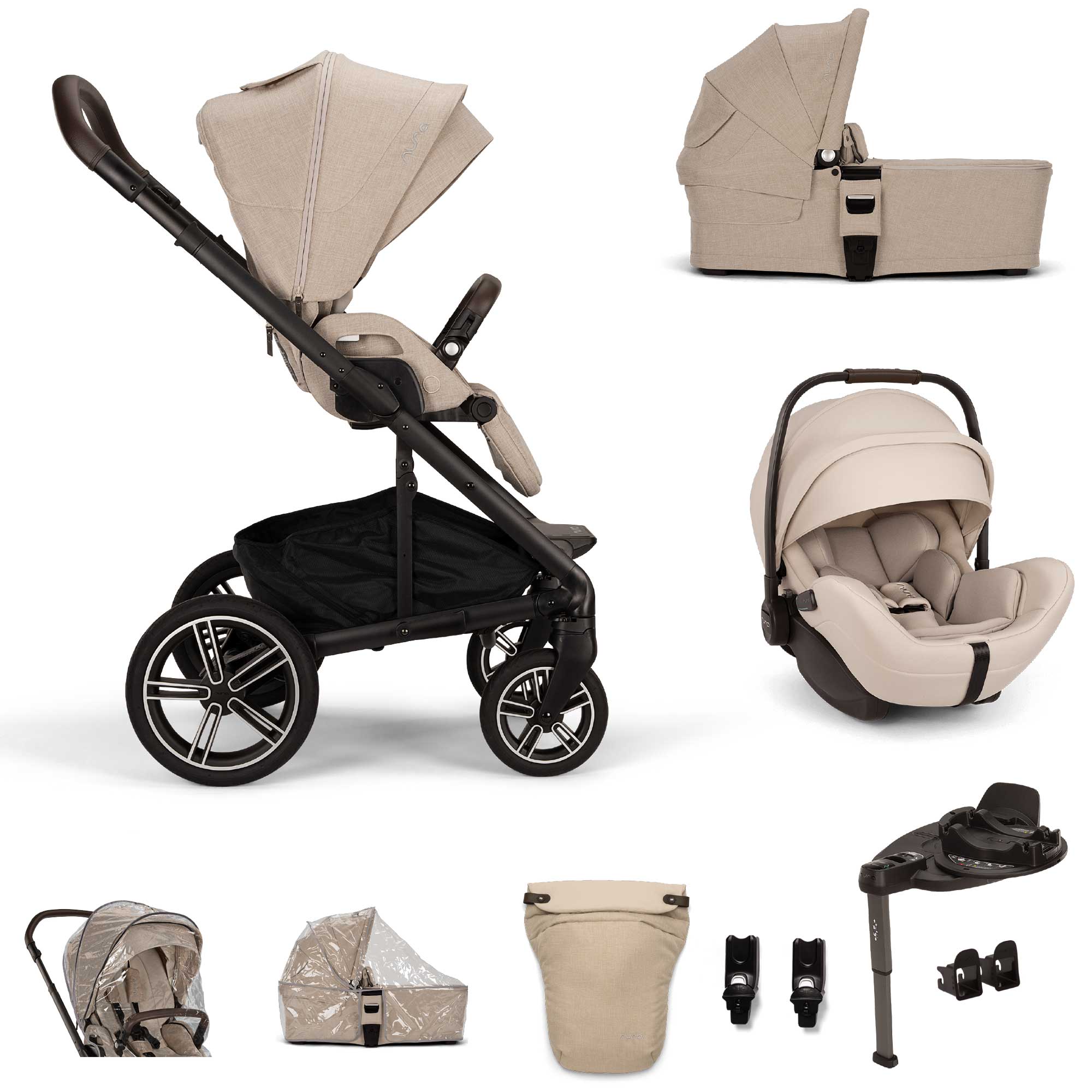 Nuna travel systems Nuna MIXX Next & ARRA Flex & BASE Curv Bundle - Biscotti Z2BNMIXX1045UK